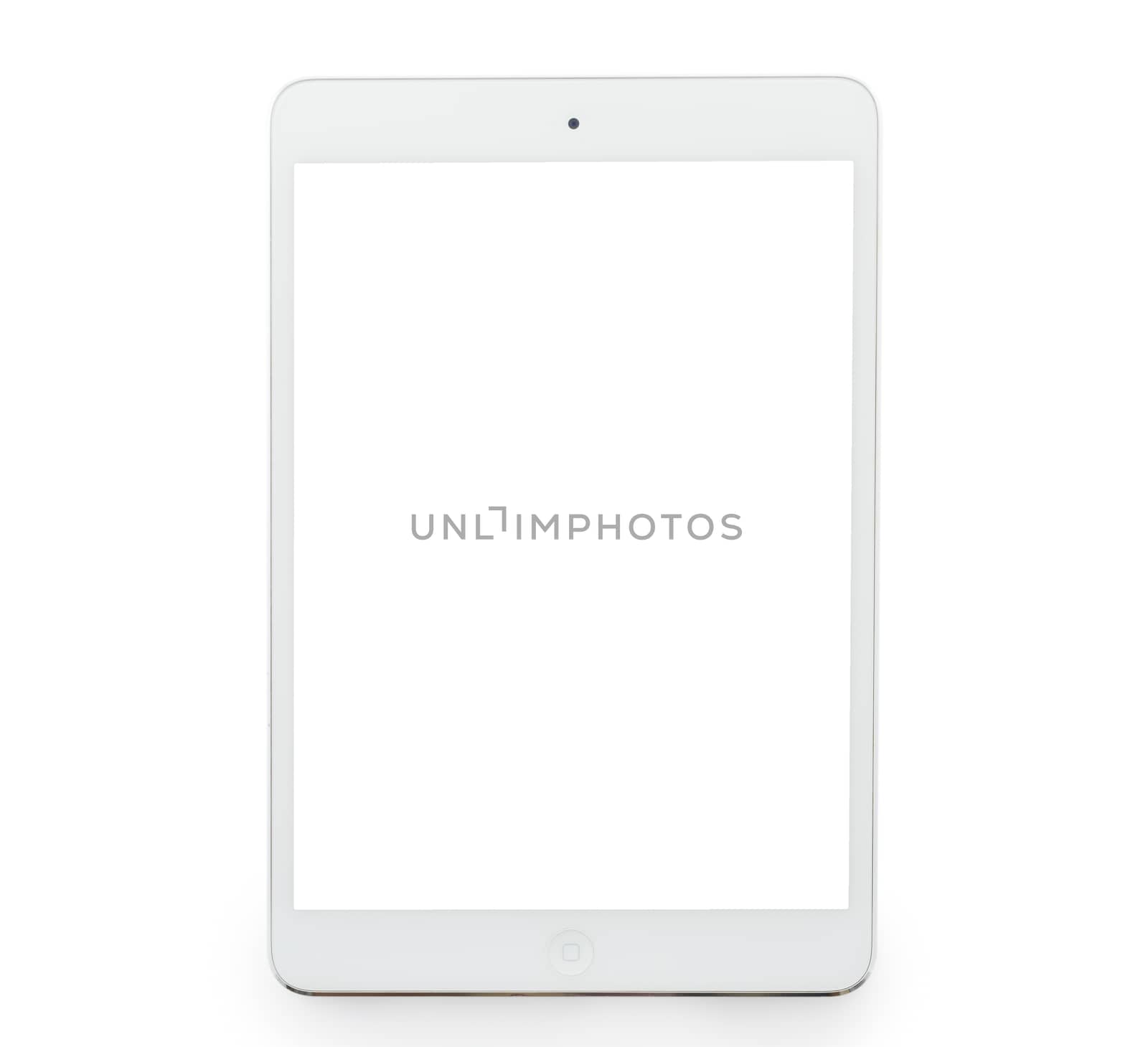 White tablet computer isolated on over white background