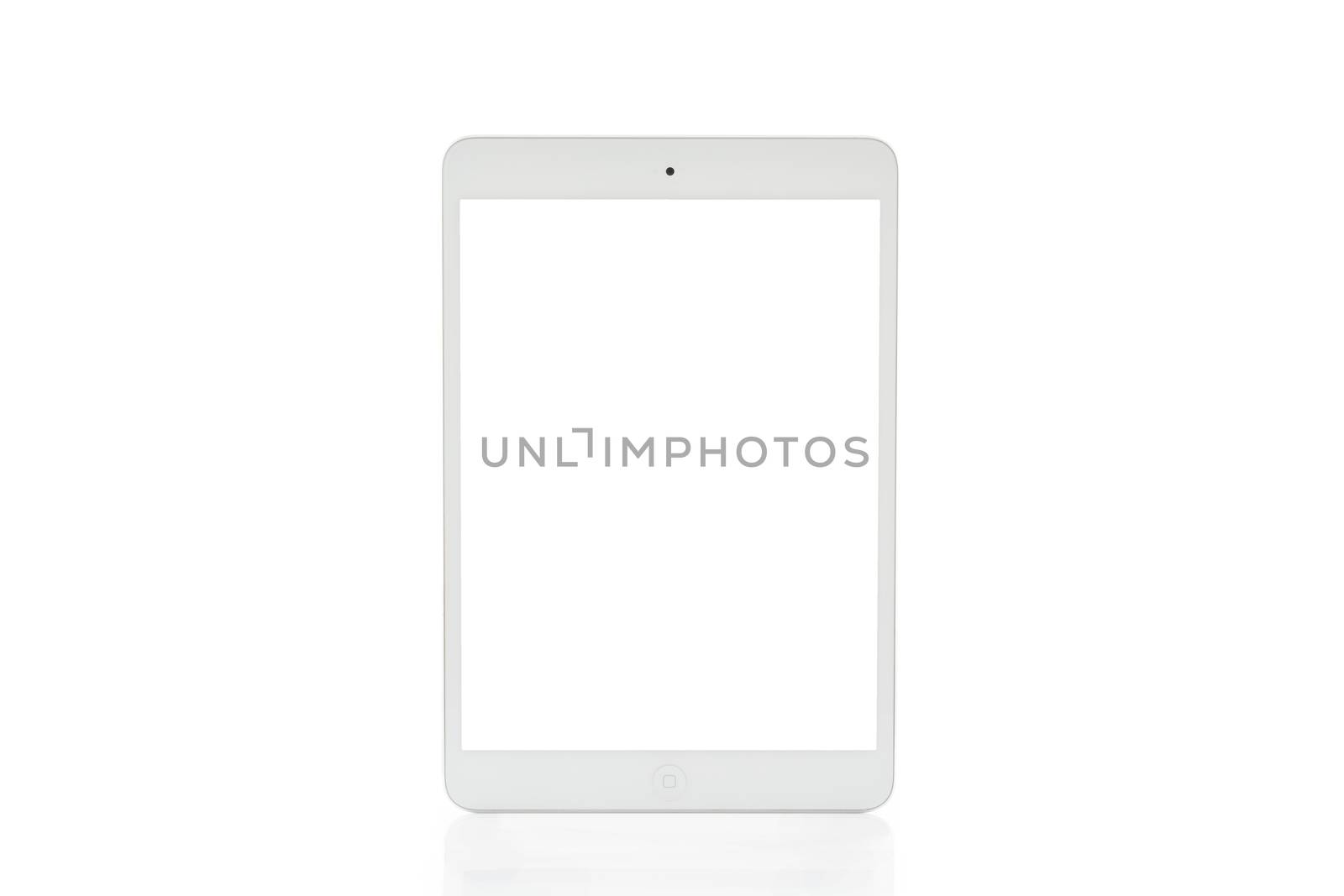 White tablet computer isolated on over white background