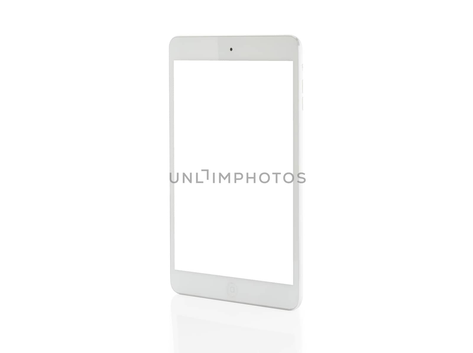 White tablet computer isolated on over white background