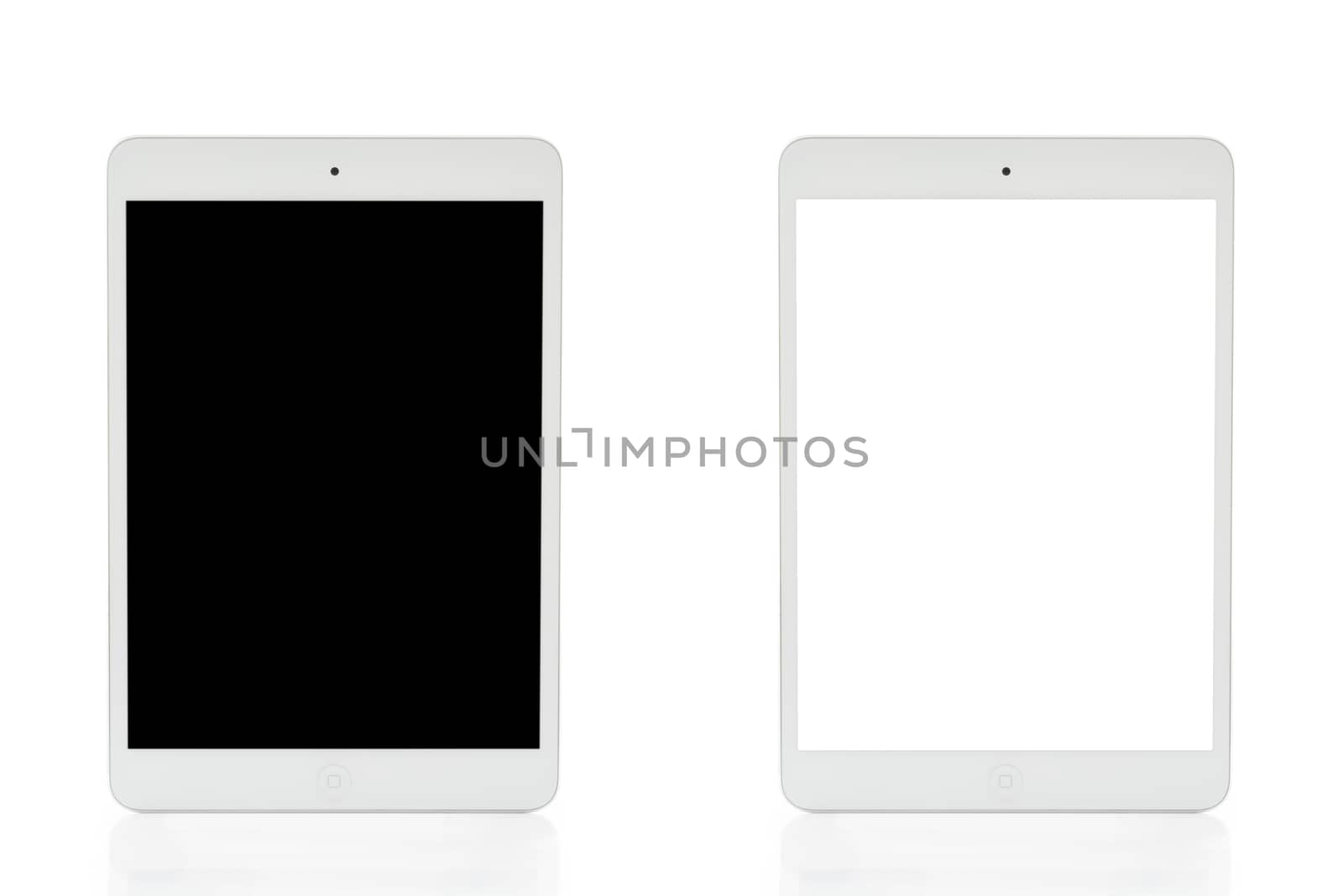 White tablet computer isolated on over white background