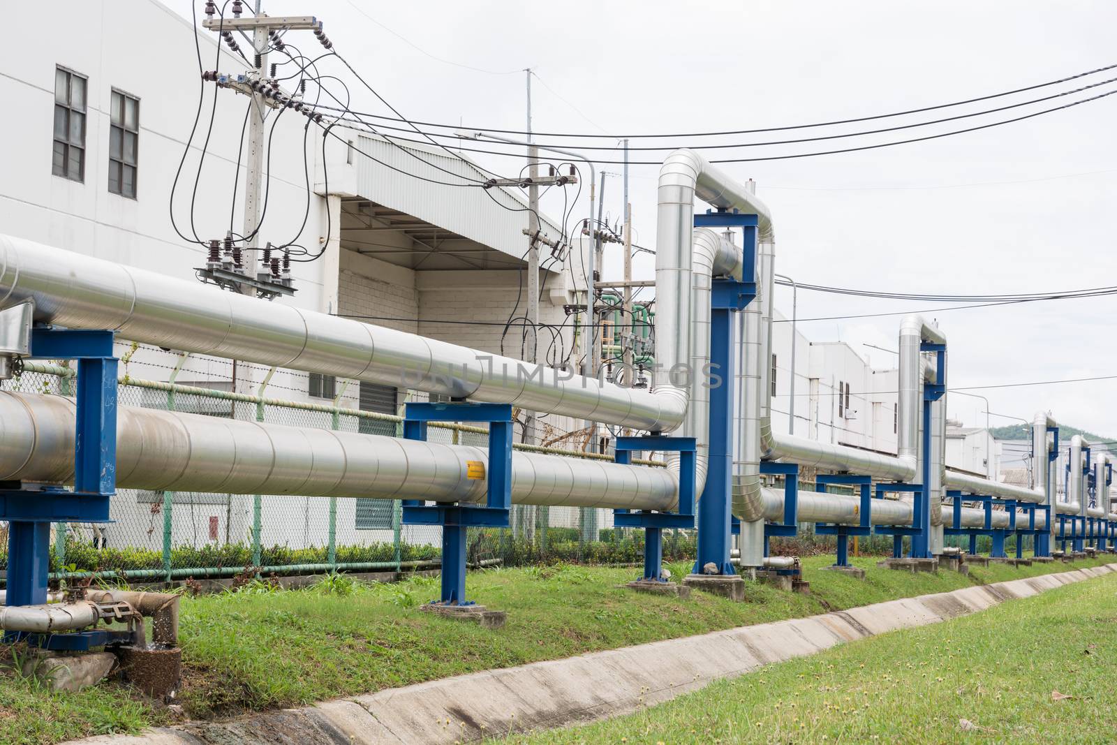 Industrial pipelines in power station facility asia of Thailand