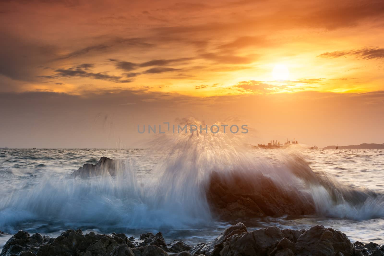 Tropical beach beautiful sunset at Sea, asia of Thailand