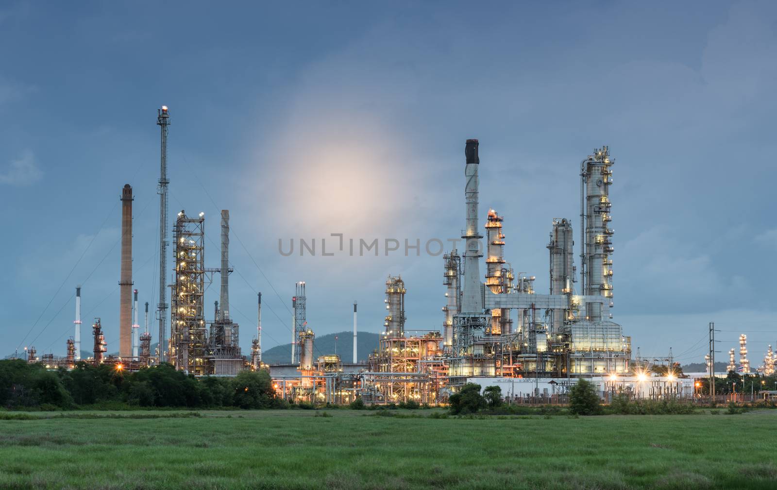Oil refinery plant tower - petrochemical industry