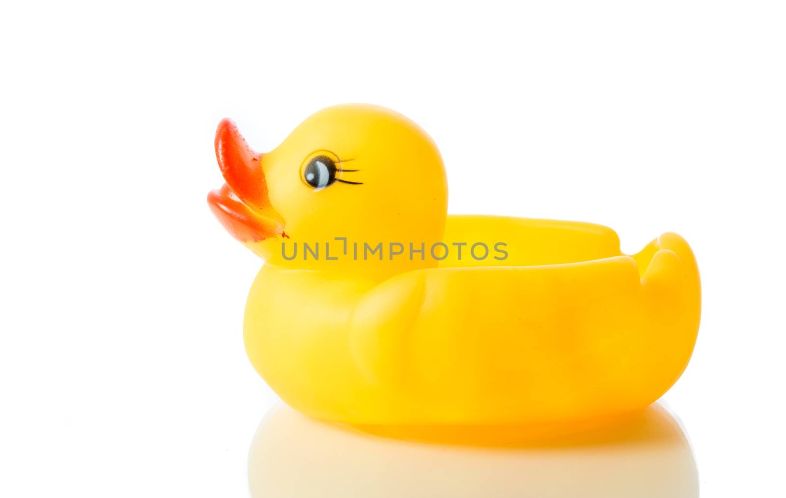 Yellow rubber duck isolate on over white background