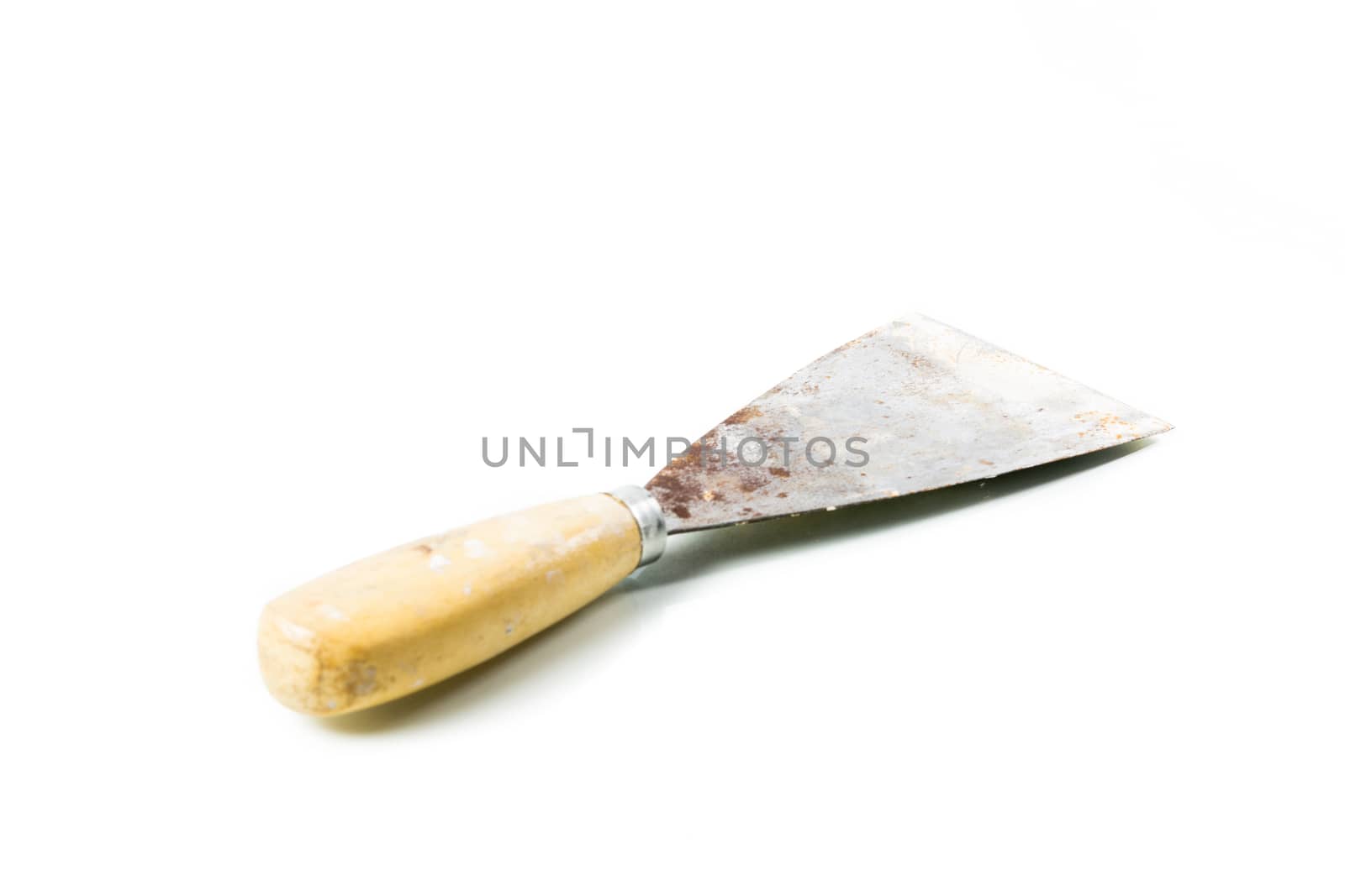 Old trowel isolated on over white background