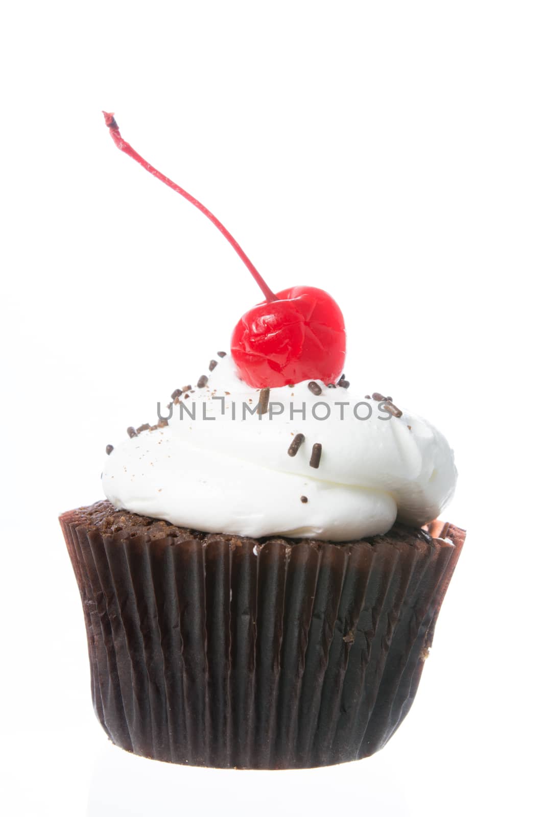 Velvet cupcakes isolate on over white background