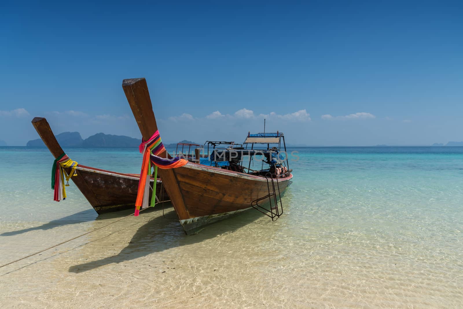 Thai boat longtail boat on the sea beach, Thailand, Koh rok Andaman