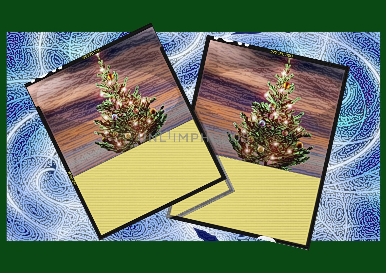 Two greeting cards, these are stylized photo shots, part of the design for the New Year project