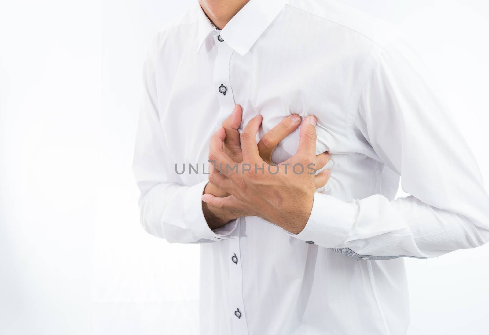 businessman having heart attack isolate on over white background