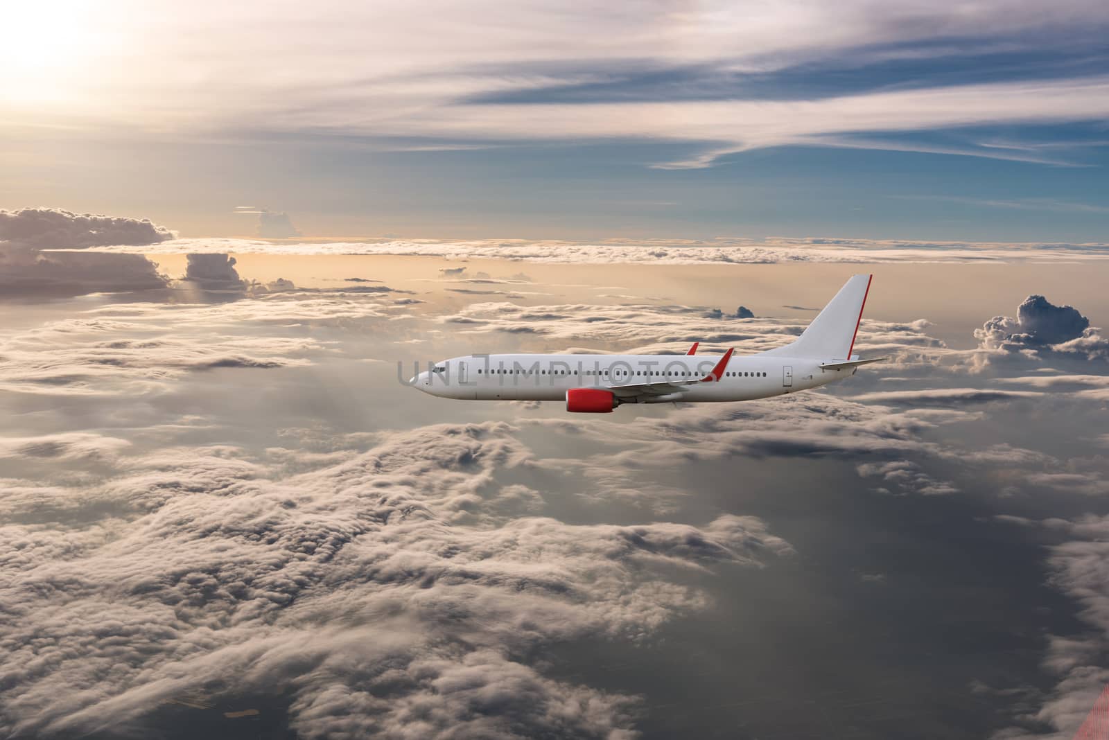 Airplane in the cloudy sky, Airliner, aircraft