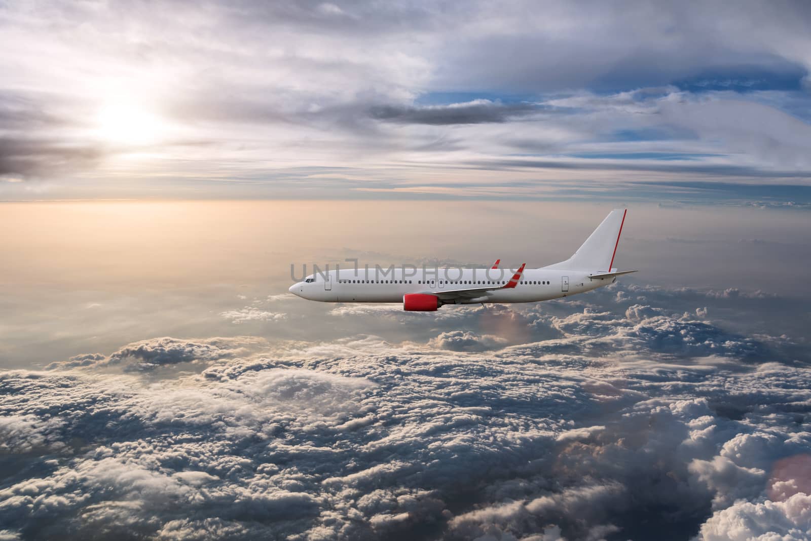 Airplane in the cloudy sky, Airliner, aircraft