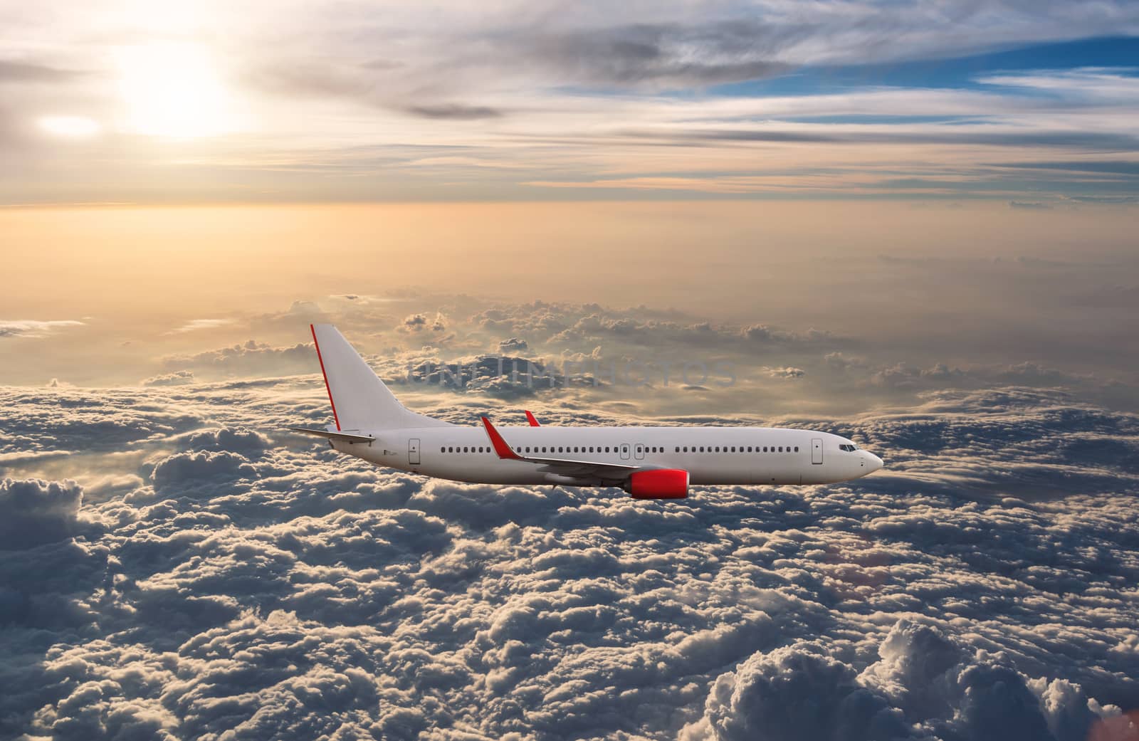 Airplane in the cloudy sky, Airliner, aircraft