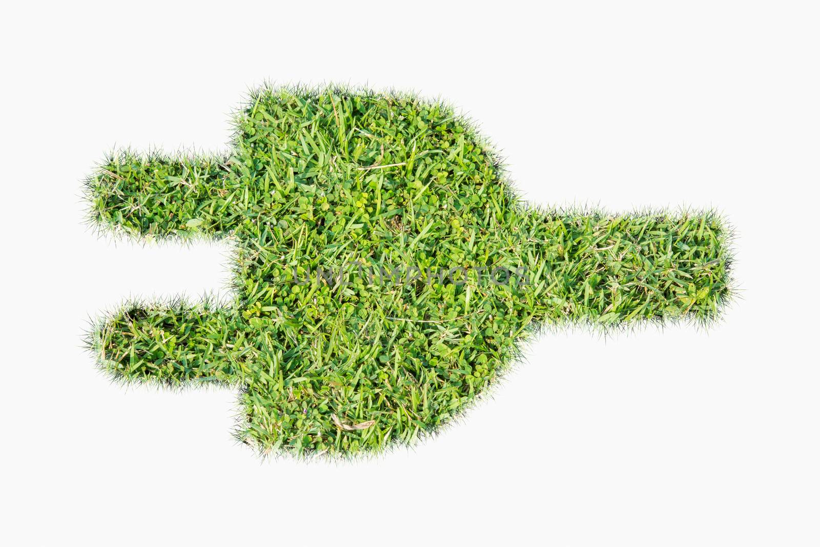 Green turf logo power plug made of green grass