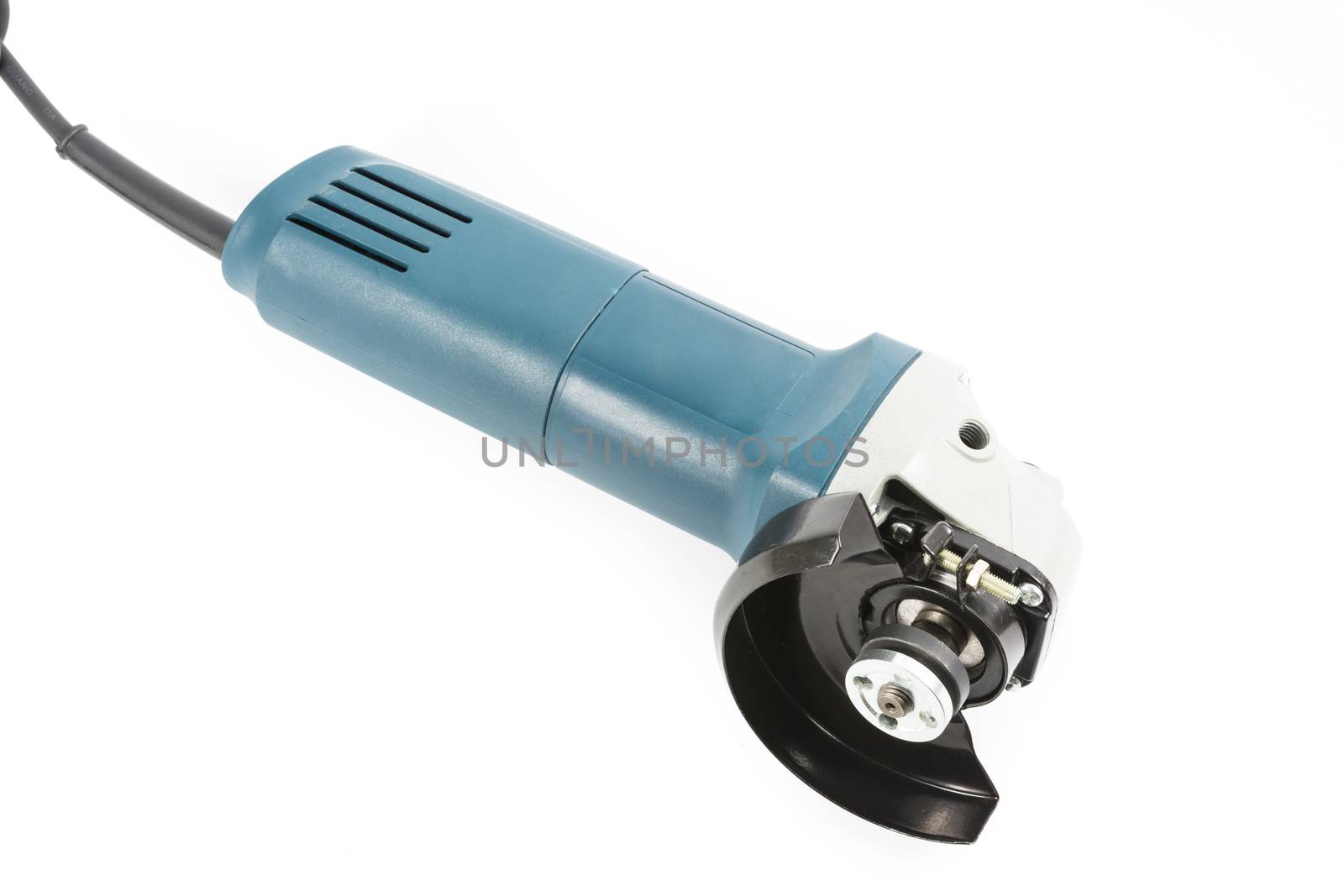 Electric blue grinder not grinding blade isolate on over white background