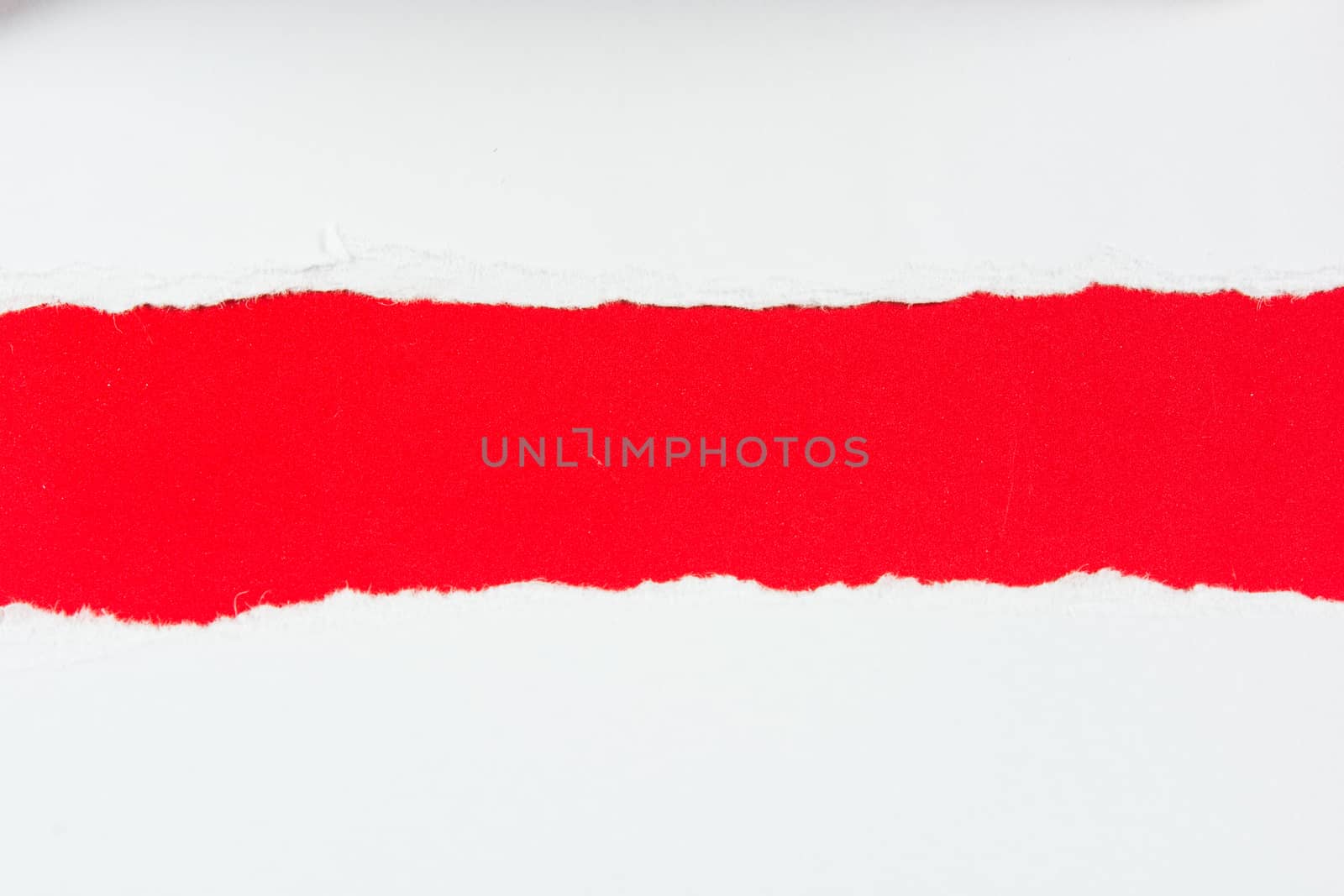tear red paper pieces of paper on white background