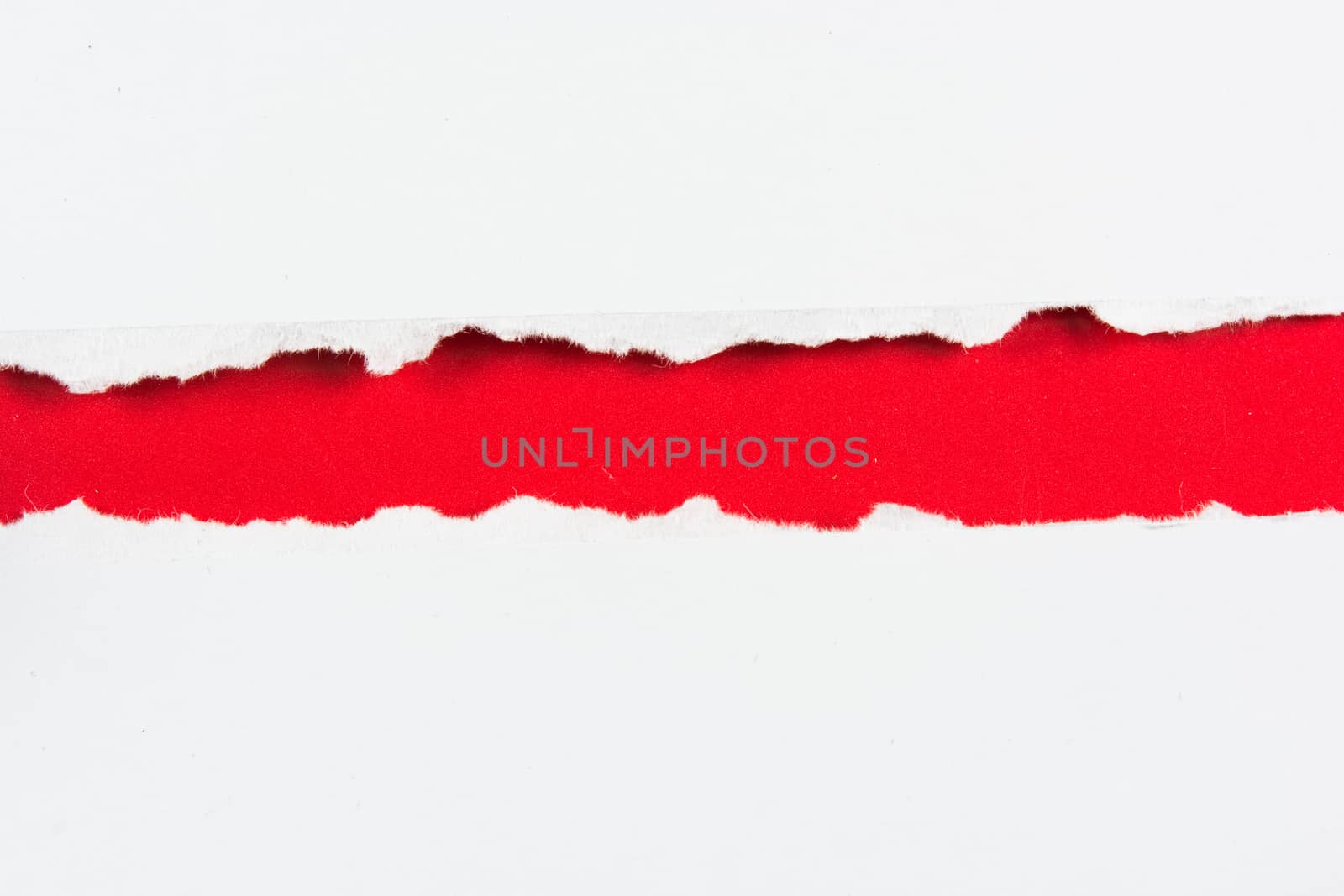tear red paper pieces of paper on white background