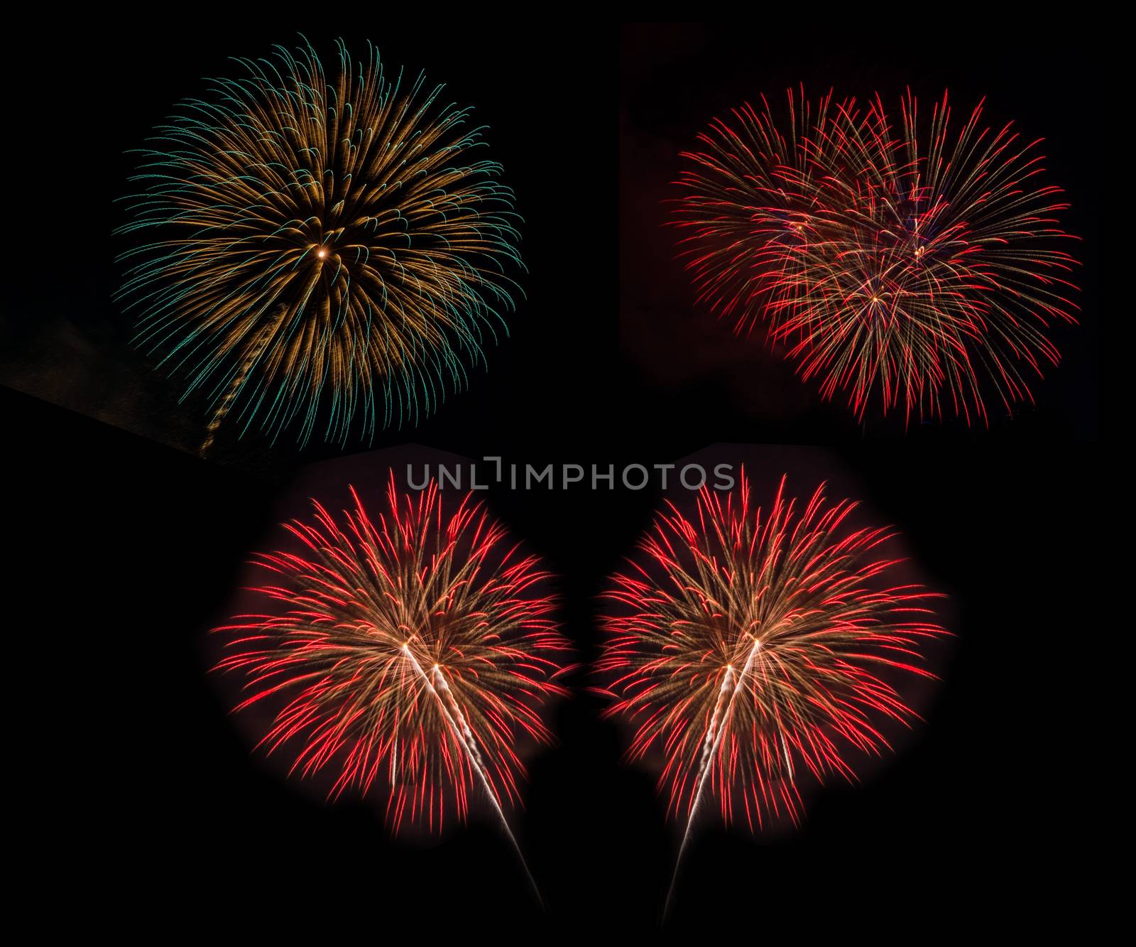 Fireworks set in celebration night by Sorapop