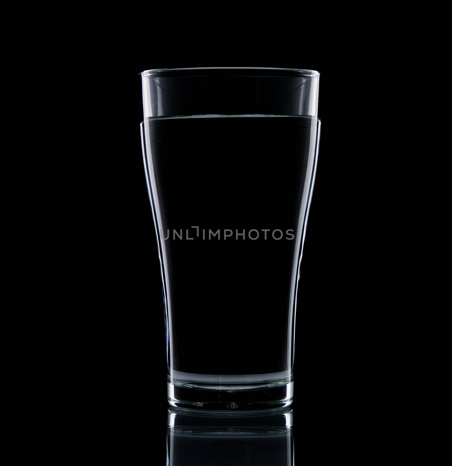 Glass water clear isolate on over black background