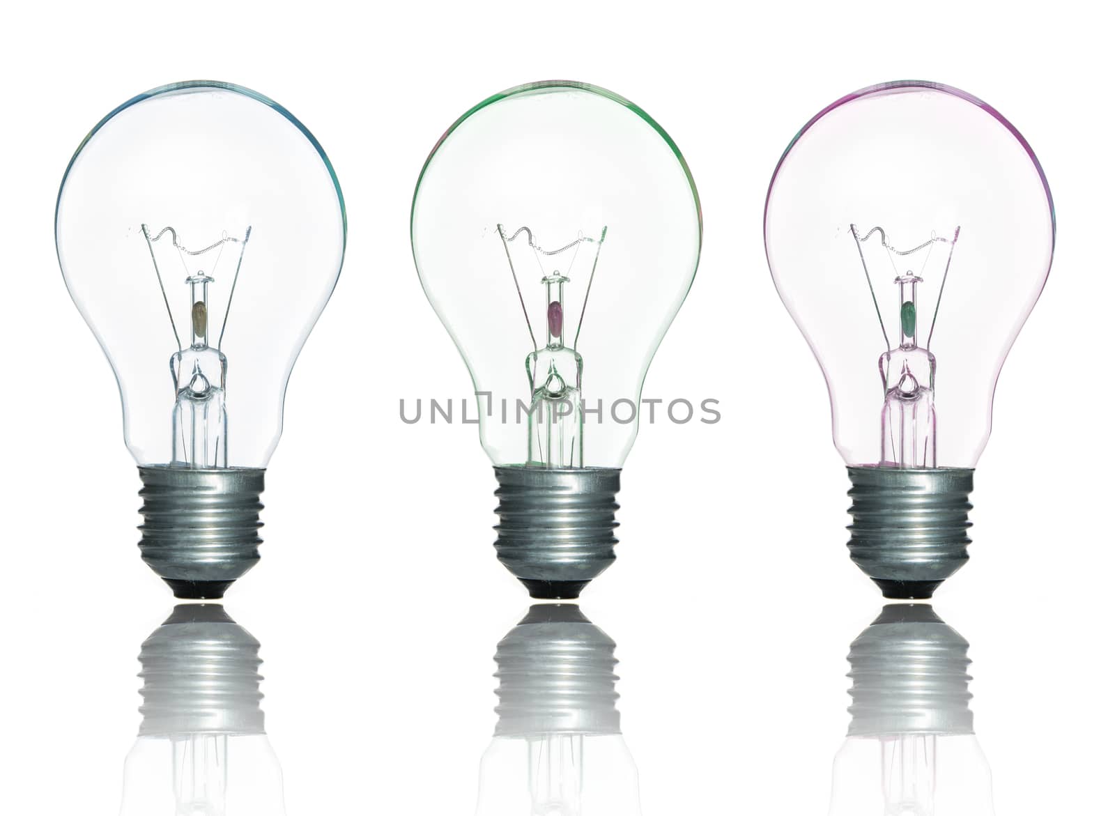 Colorful Lamp Light Bulbs Set Isolate on over white background