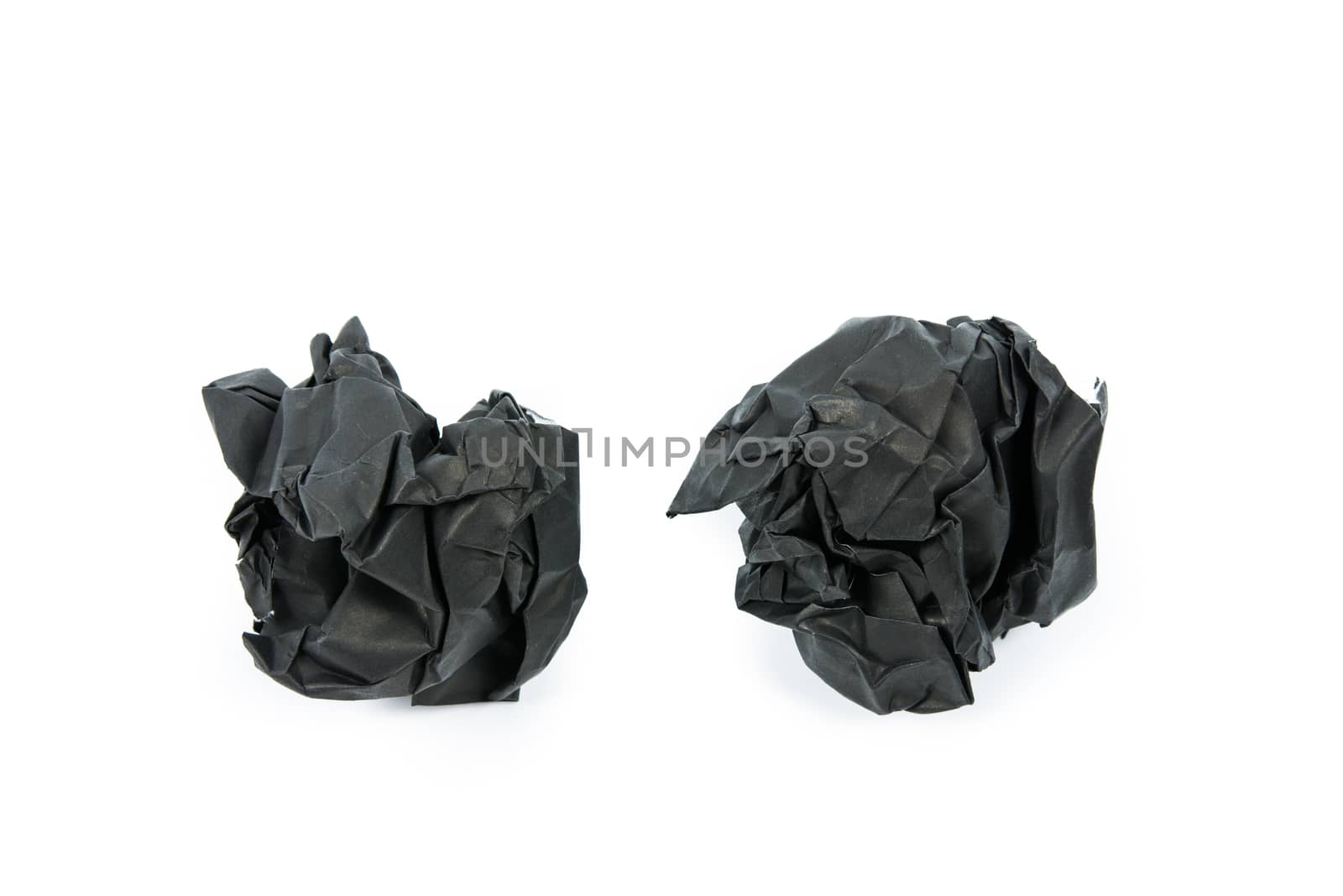 Black paper ball corrugate isolate on over white background