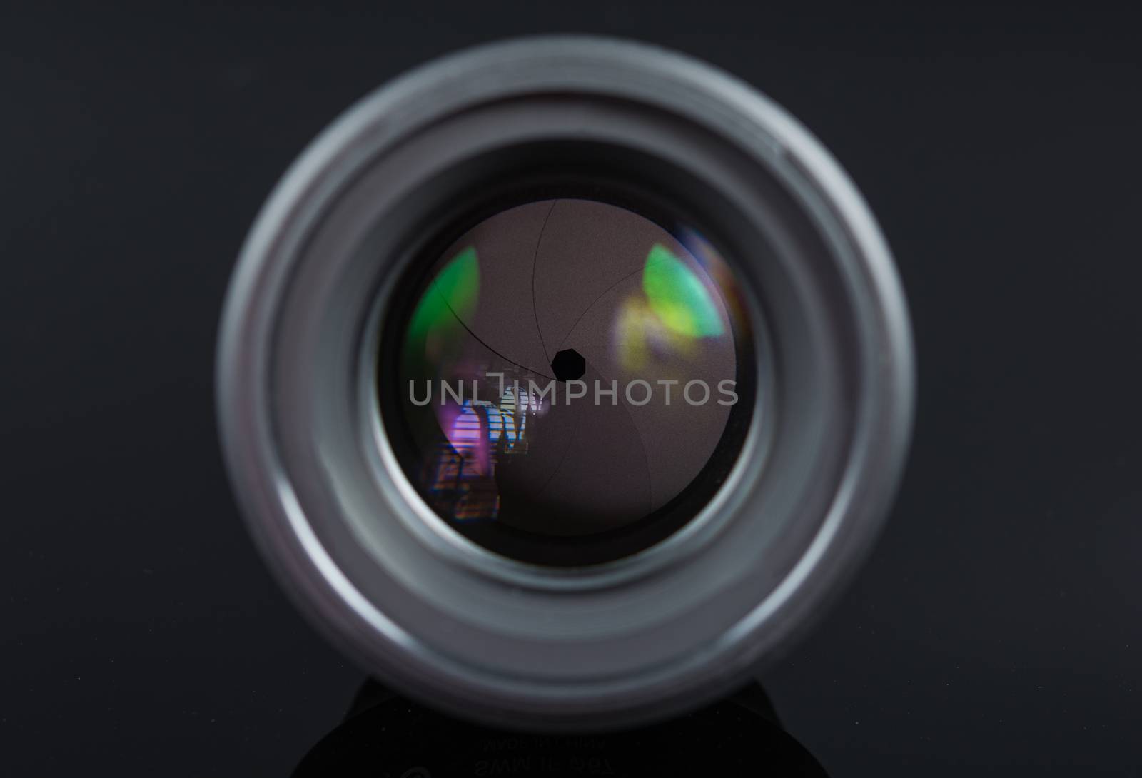 Photographer Camera Lens isolated on black background