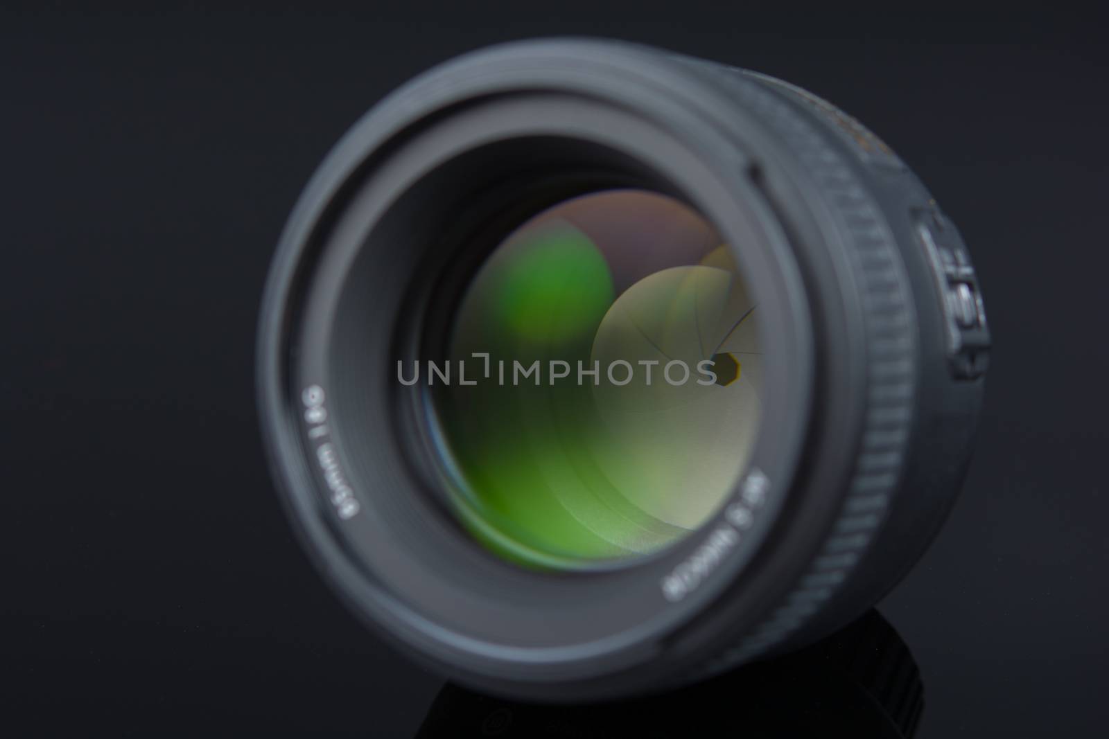Photographer Camera Lens isolated on black background