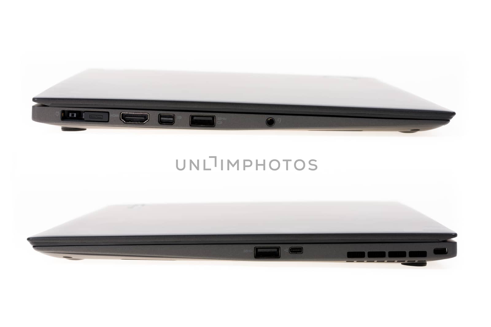 Black laptop isolate on over white background