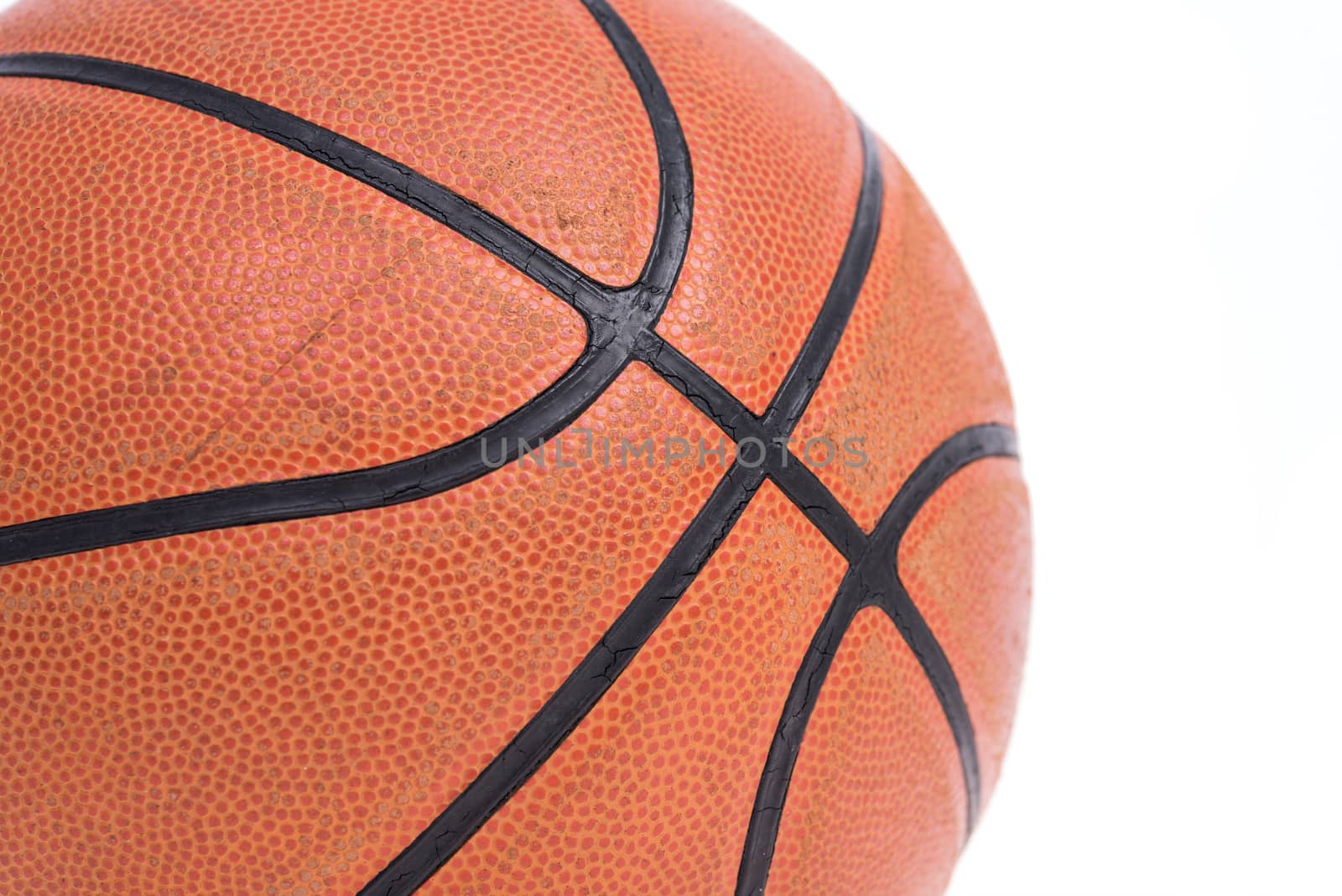 Old basketball basket ball isolate on over white background