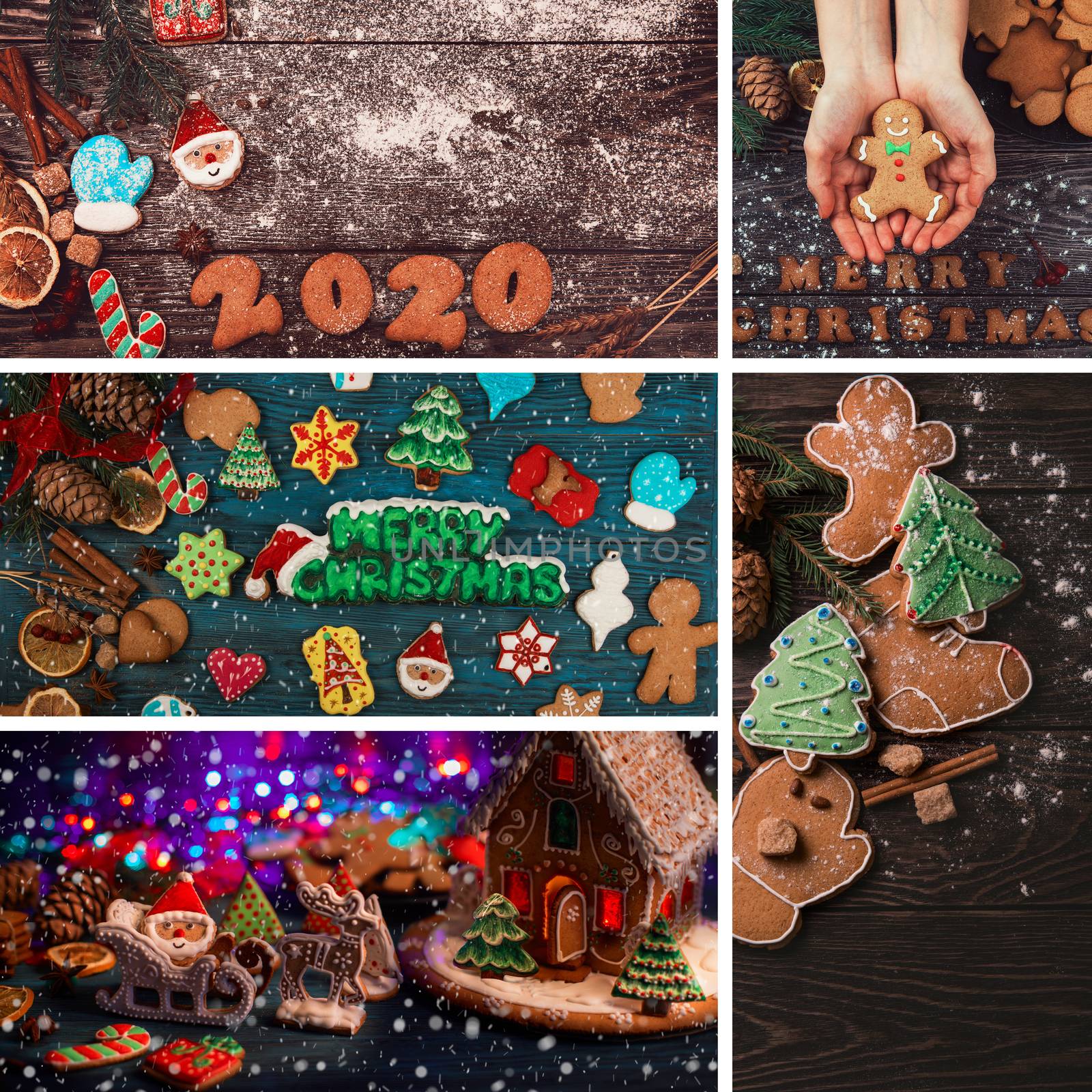Set of different New year images, xmas theme