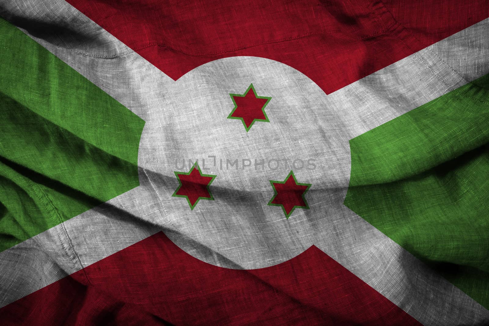 The state flag Burundi of coarse fabric
