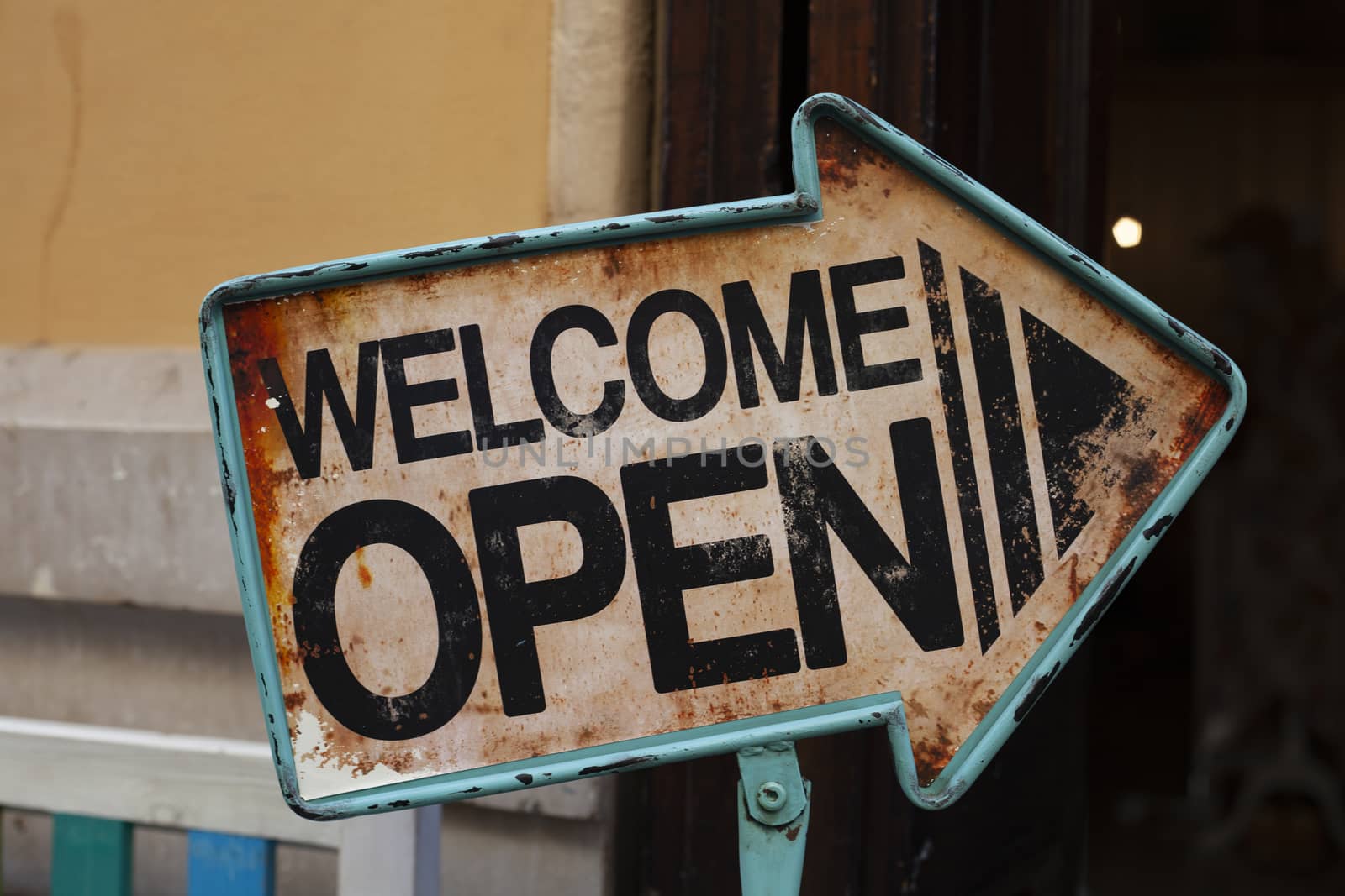 Welcome Open Sign. A business sign that says Come in We’re Ope by Tjeerdkruse