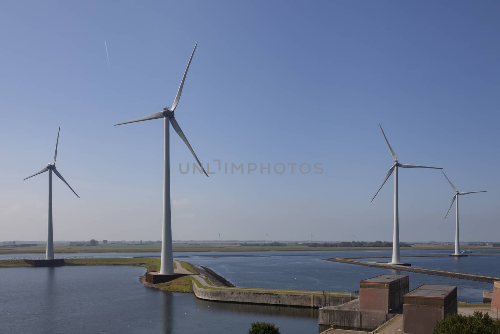 Volkeraksluizen lake krammer. Drone photograpy from the delta works in noord brabant in the Netherlands