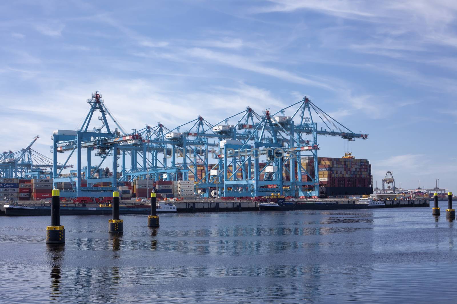 Rotterdam, Holland. Aerial view of container terminal in the har by Tjeerdkruse