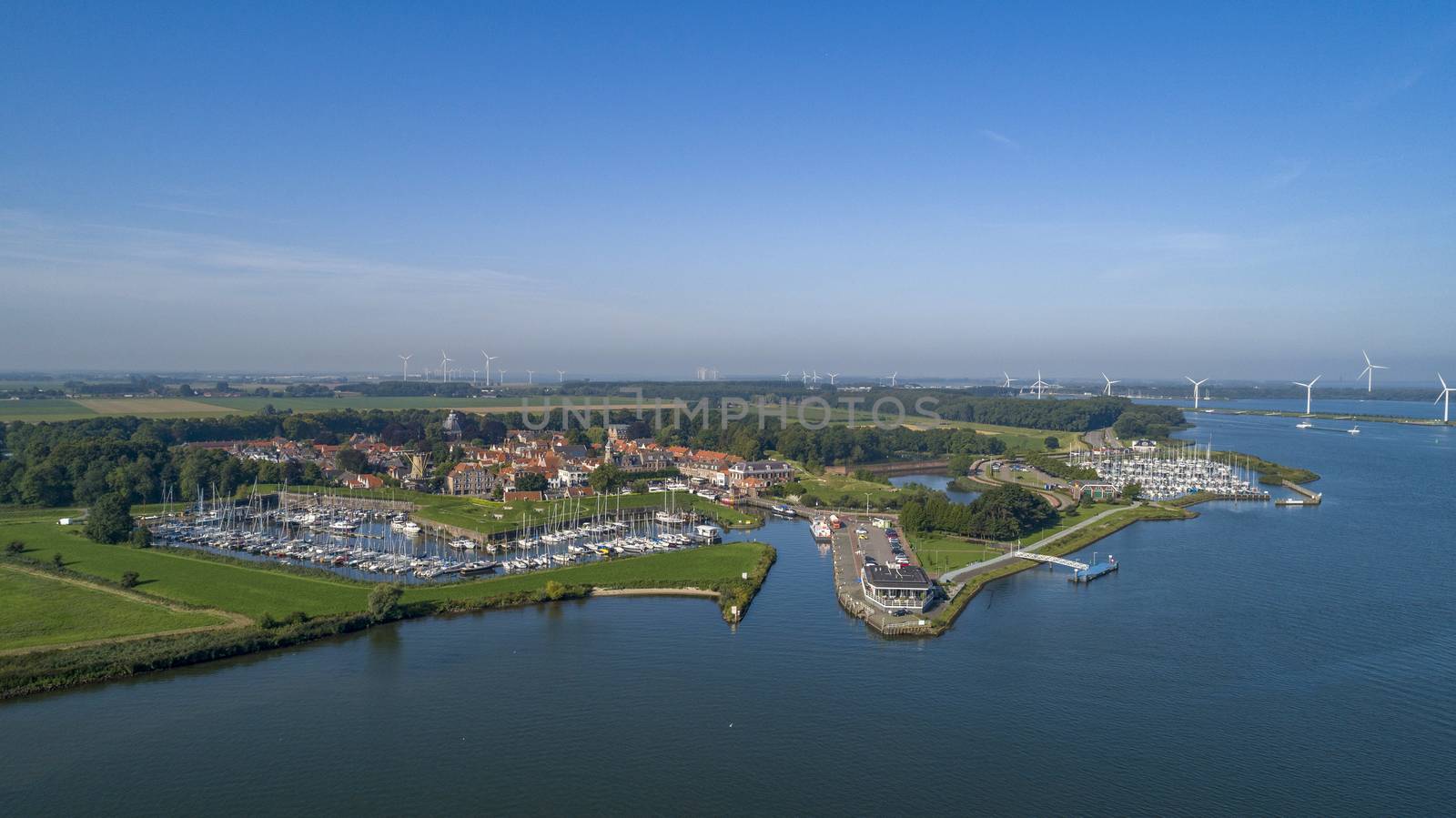 Aerial view of the fortified city of Willemstad, Moerdijk in the by Tjeerdkruse
