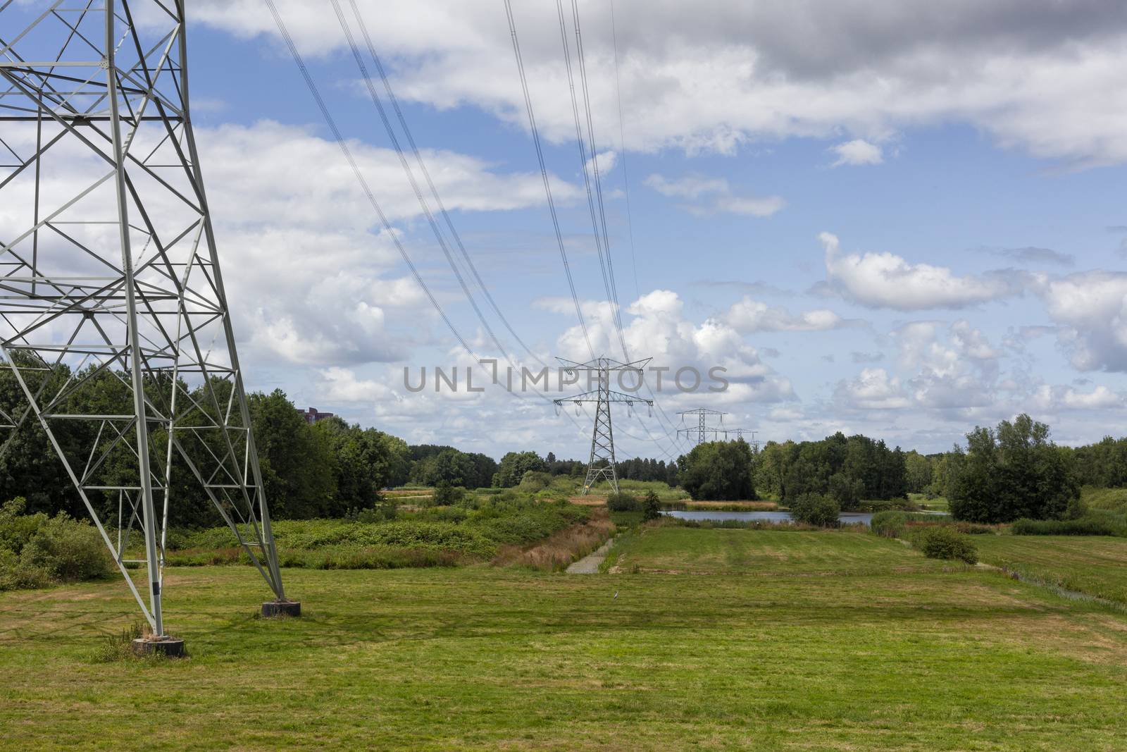 Electrical Transmission Towers and beautiful nature landscape