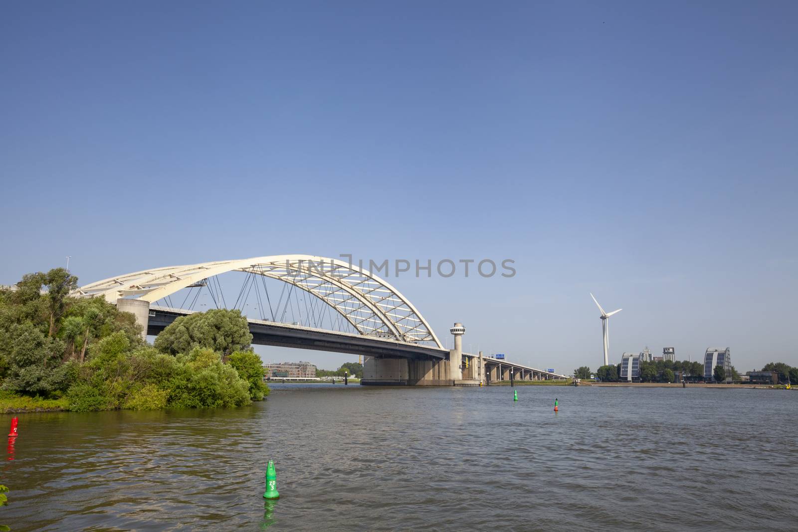 Van Brienenoord Bridge in Rotterdam over the river Nieuwe Maas s by Tjeerdkruse