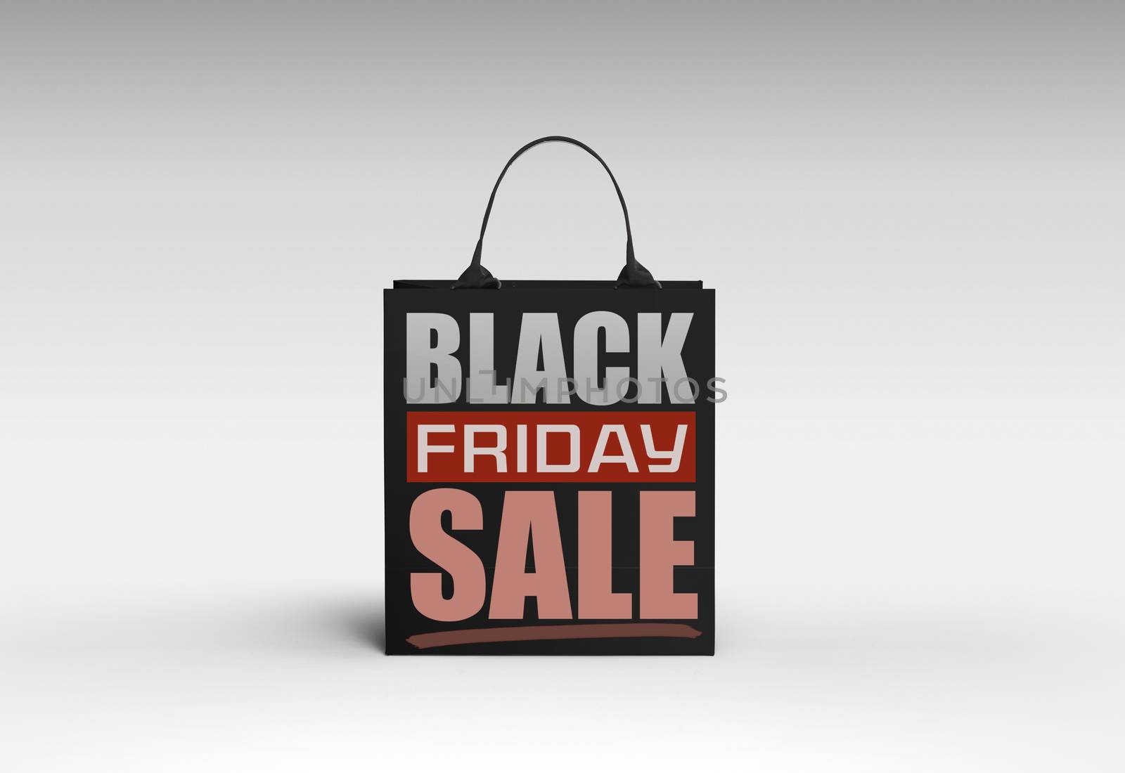 Black Friday Shopping Concept: Black Shopping Bag On light grey  by Tjeerdkruse