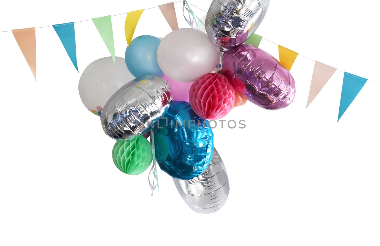 Bouquet of colorful balloons Isolated on white