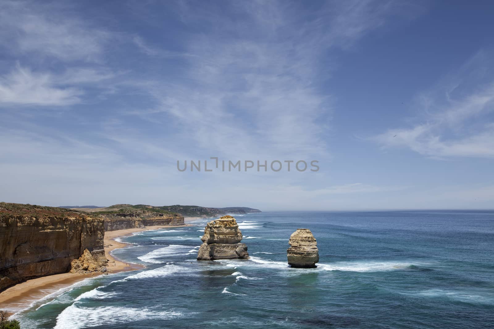 Panorama with the Two Apostles on the Great Ocean Road, Australia