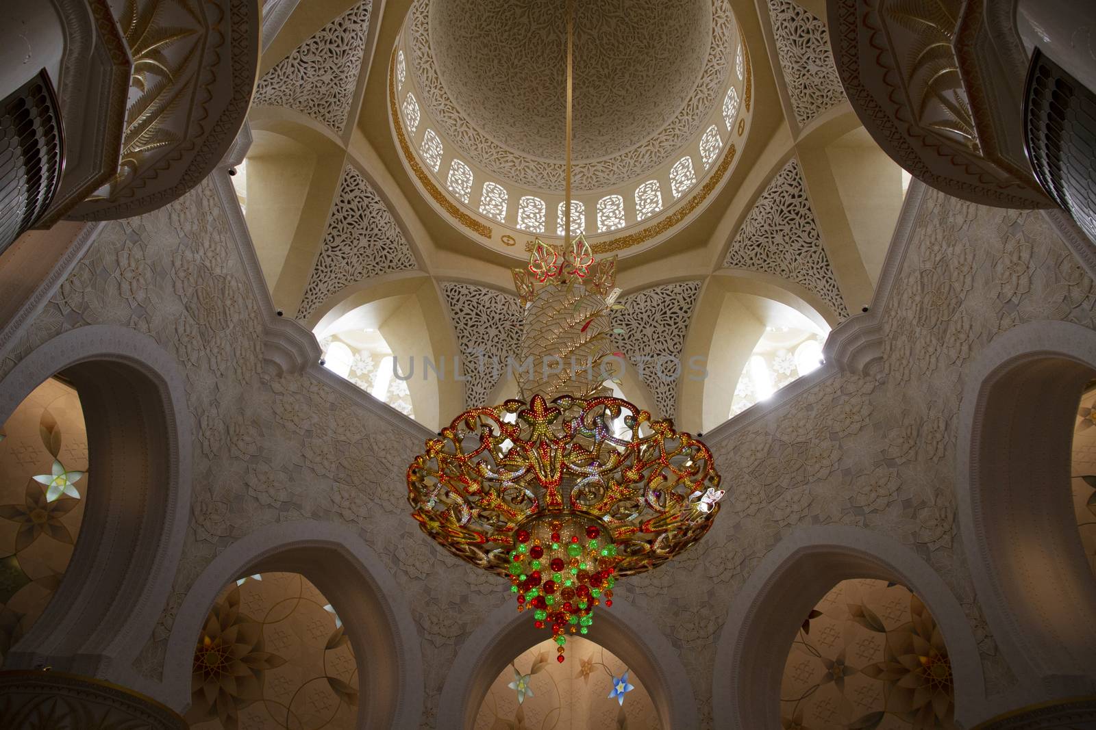 Sheikh Zayed Grand Mosque, Abu Dhabi close up interior, Abu Dhab by Tjeerdkruse