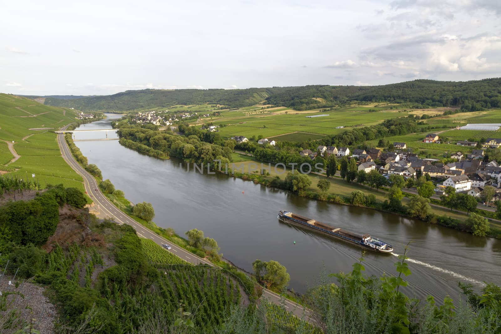 Aerial view of BernKastel-Kues at the river Moselle in Germany by Tjeerdkruse