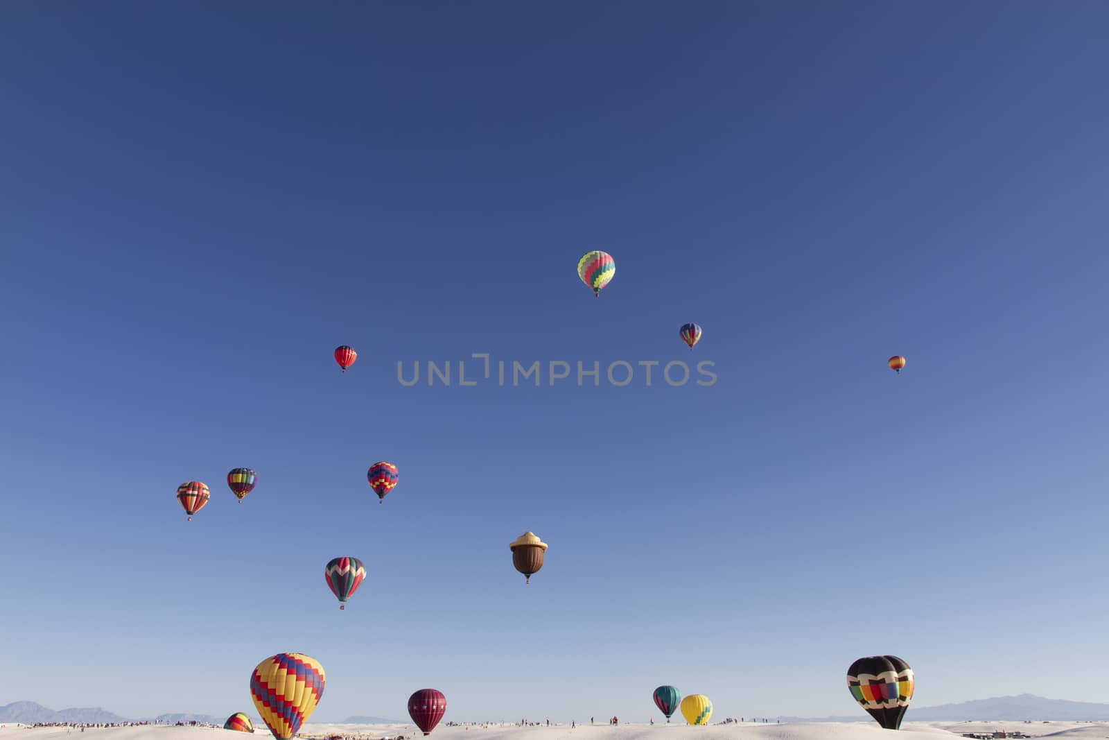 Alamogordo, USA Balloon Fiesta on a sunny day. White Sands National Monument in Alamogordo,New Mexico, USA