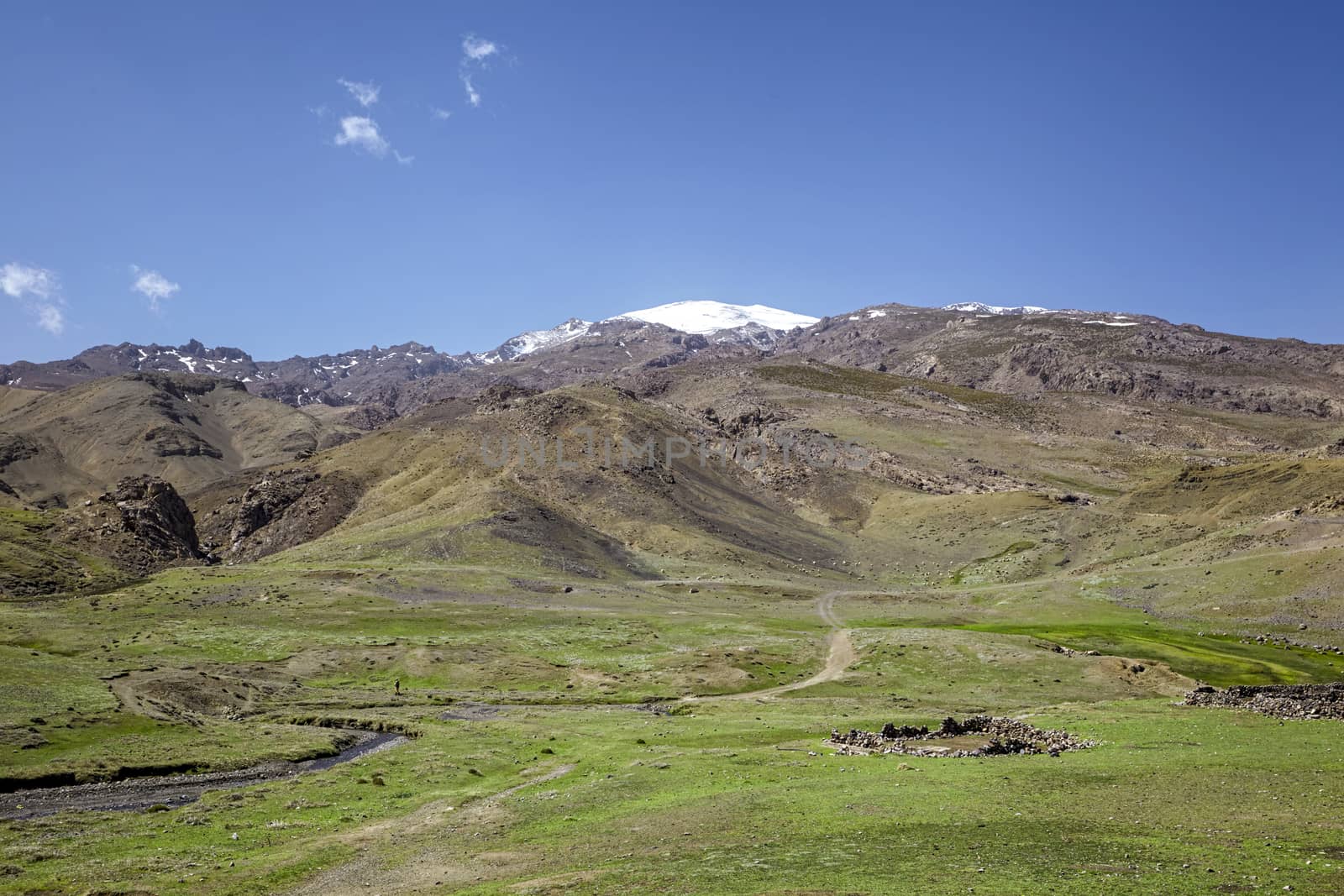 road in the high Atlas Mountains in Morocco, in the center of a  by Tjeerdkruse