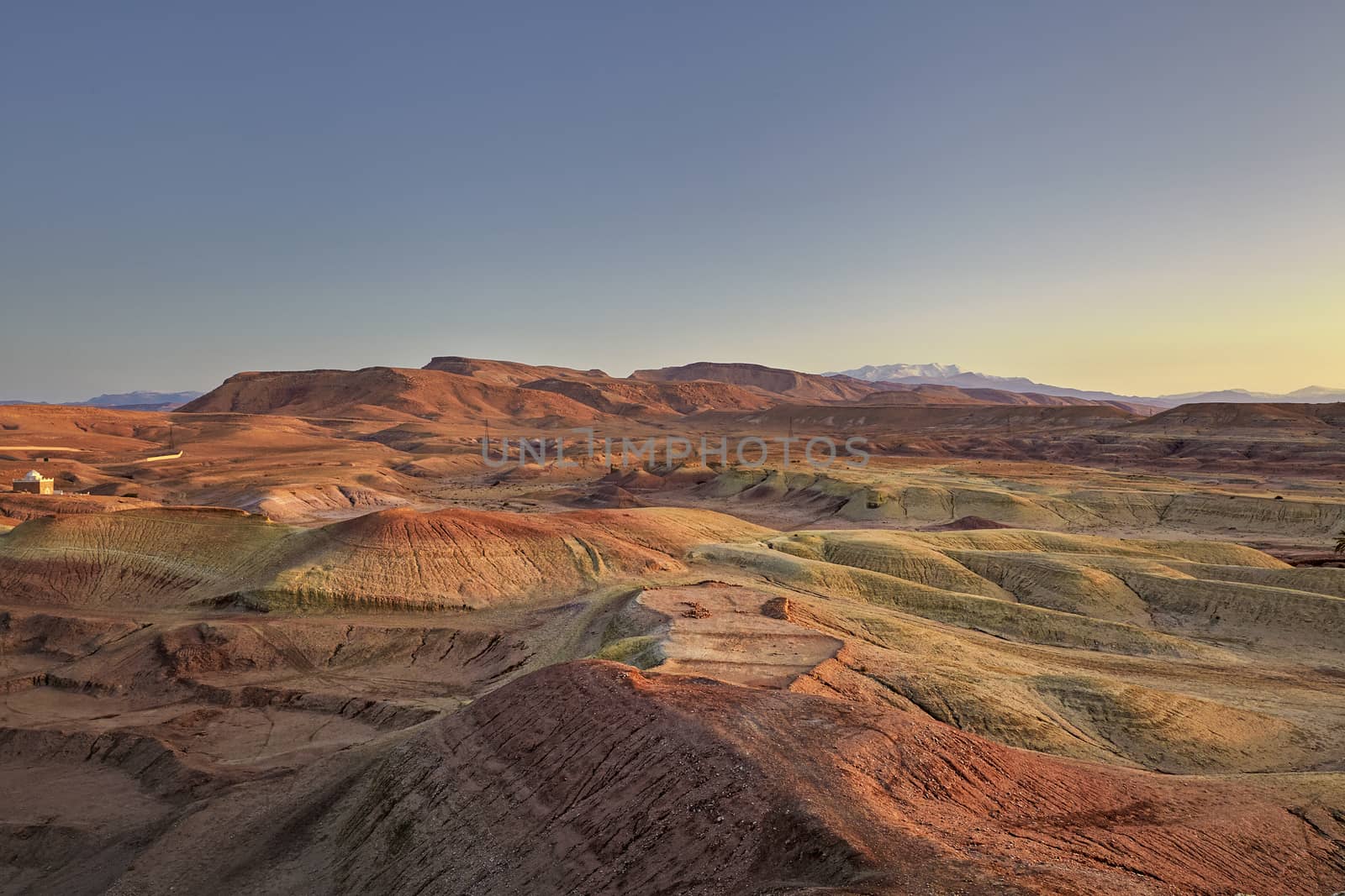 Ounila Valley landscape at dawn in the province of Ouarzate in Morocco