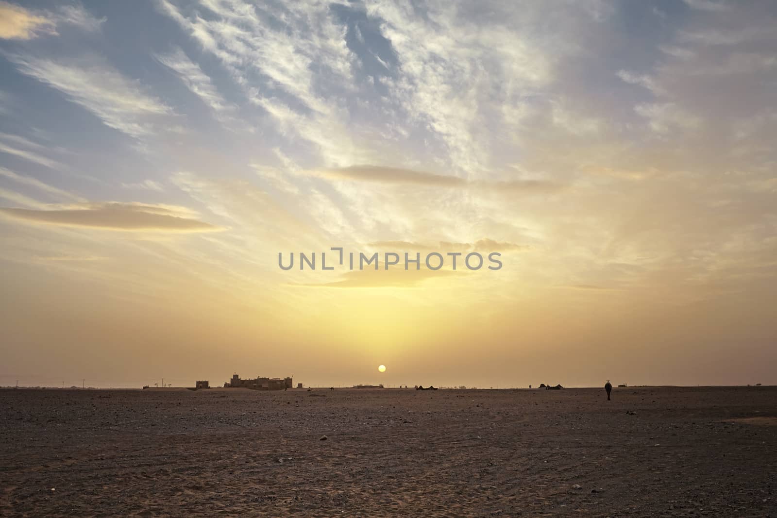 Sunset in Sahara desert, Zagora, Morocco