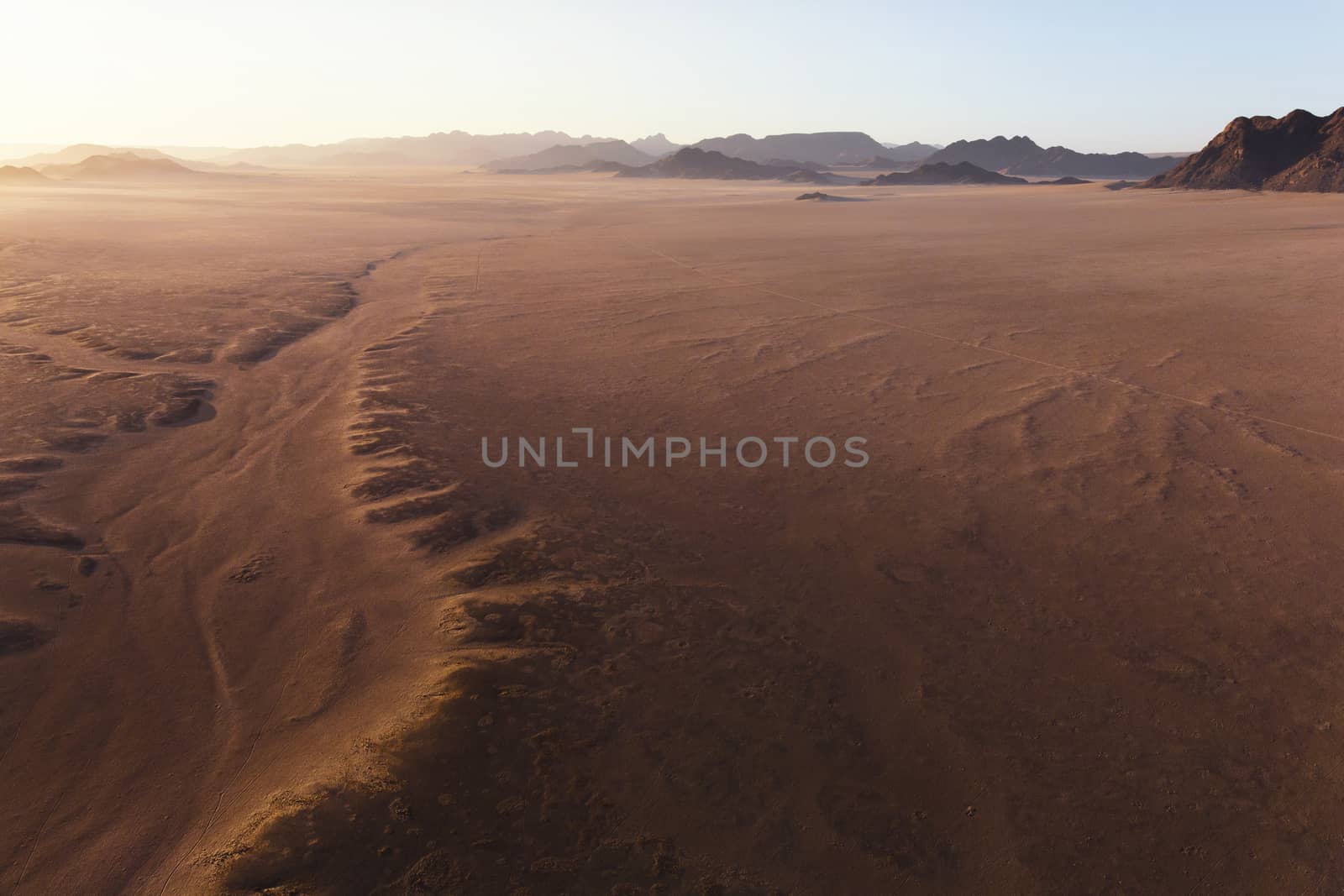 High altitude view from air balloons on the sands of the Sossusv by Tjeerdkruse