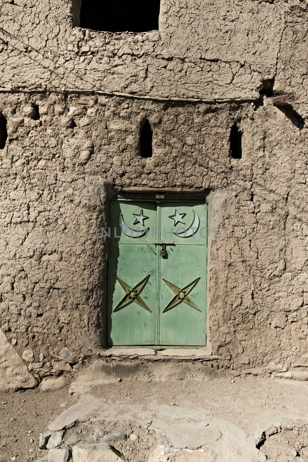 Detail Old door in Al Hamra Yemen Village in Oman