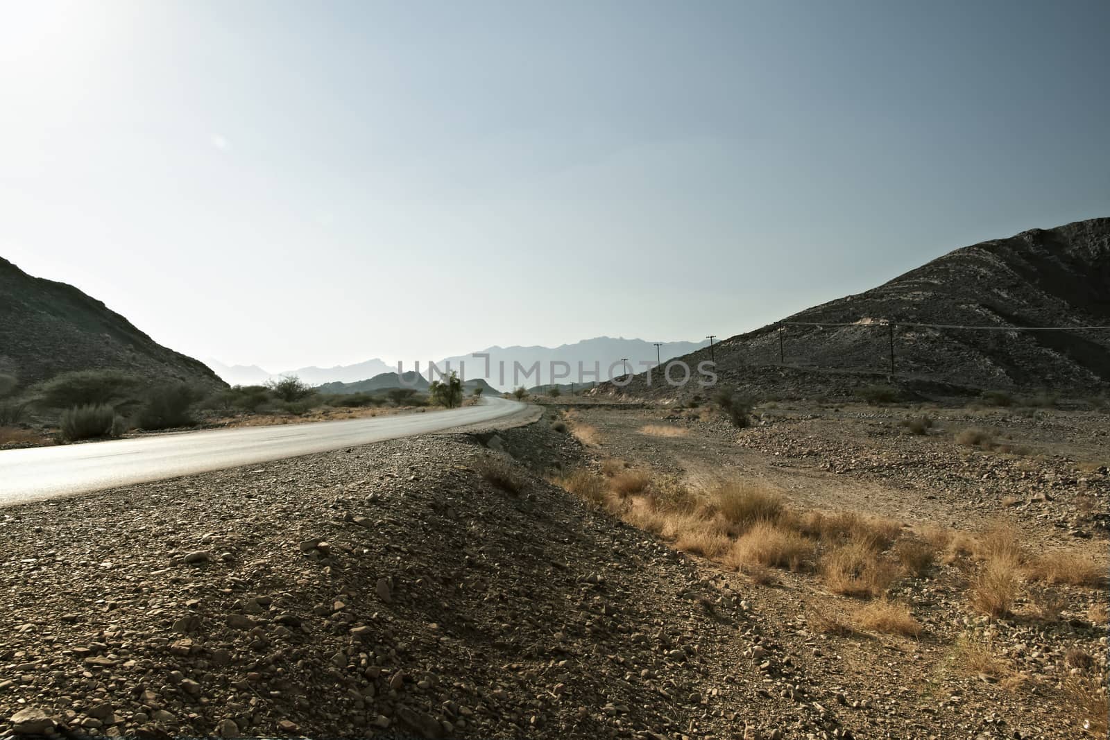 road leading to the Jebel Shams in Hajar mountains in Oman