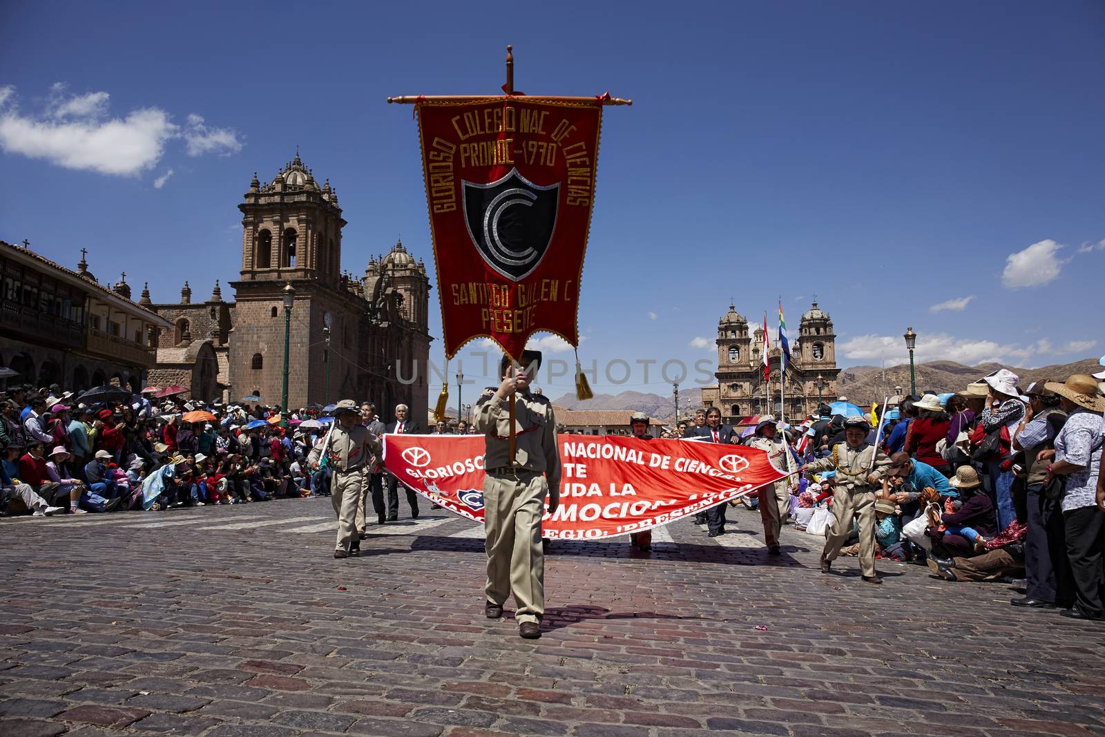 parading in Plaza de Armas in Lima before Peru's independence day