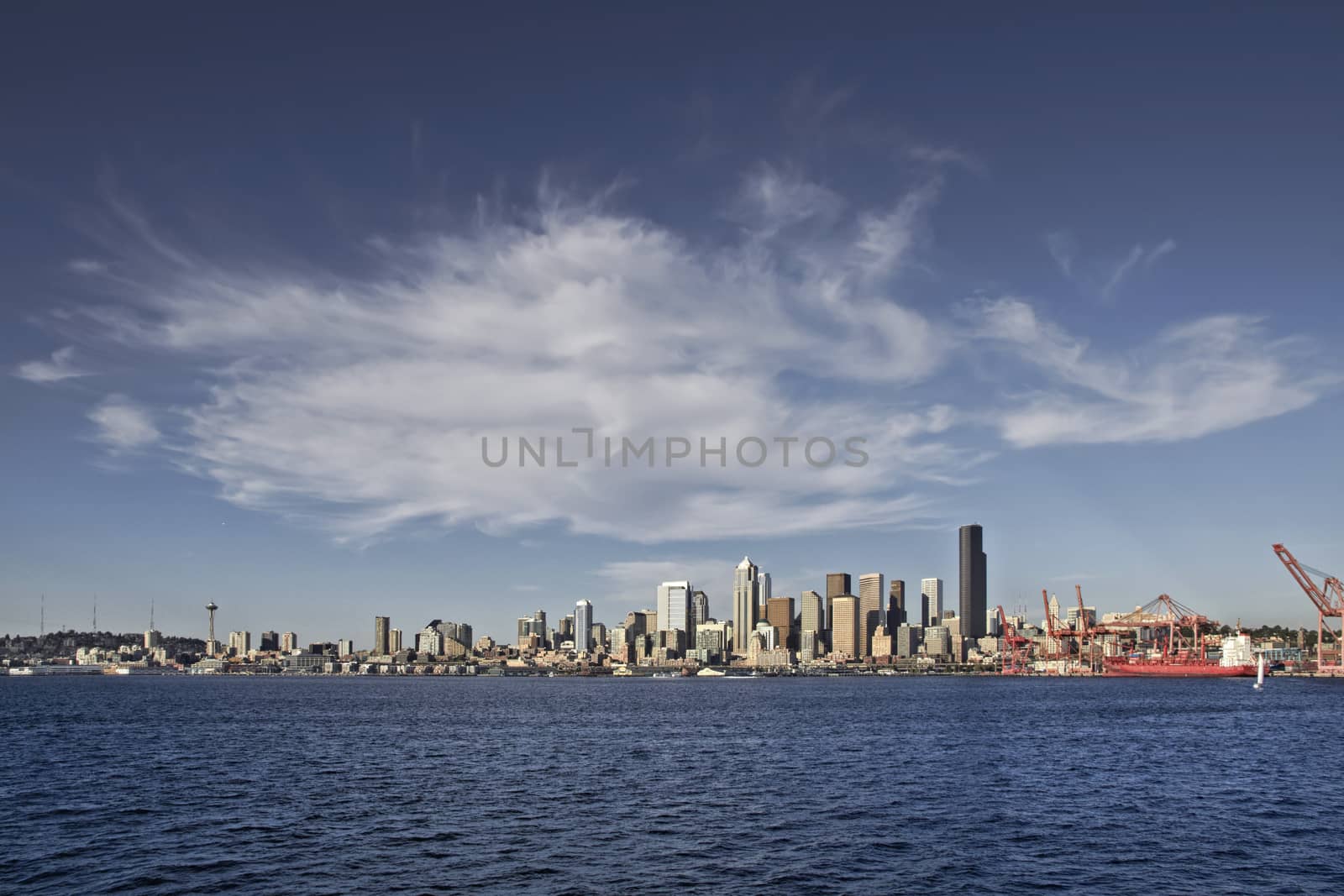 Skyline of Seattle, Washington from the harbor by Tjeerdkruse